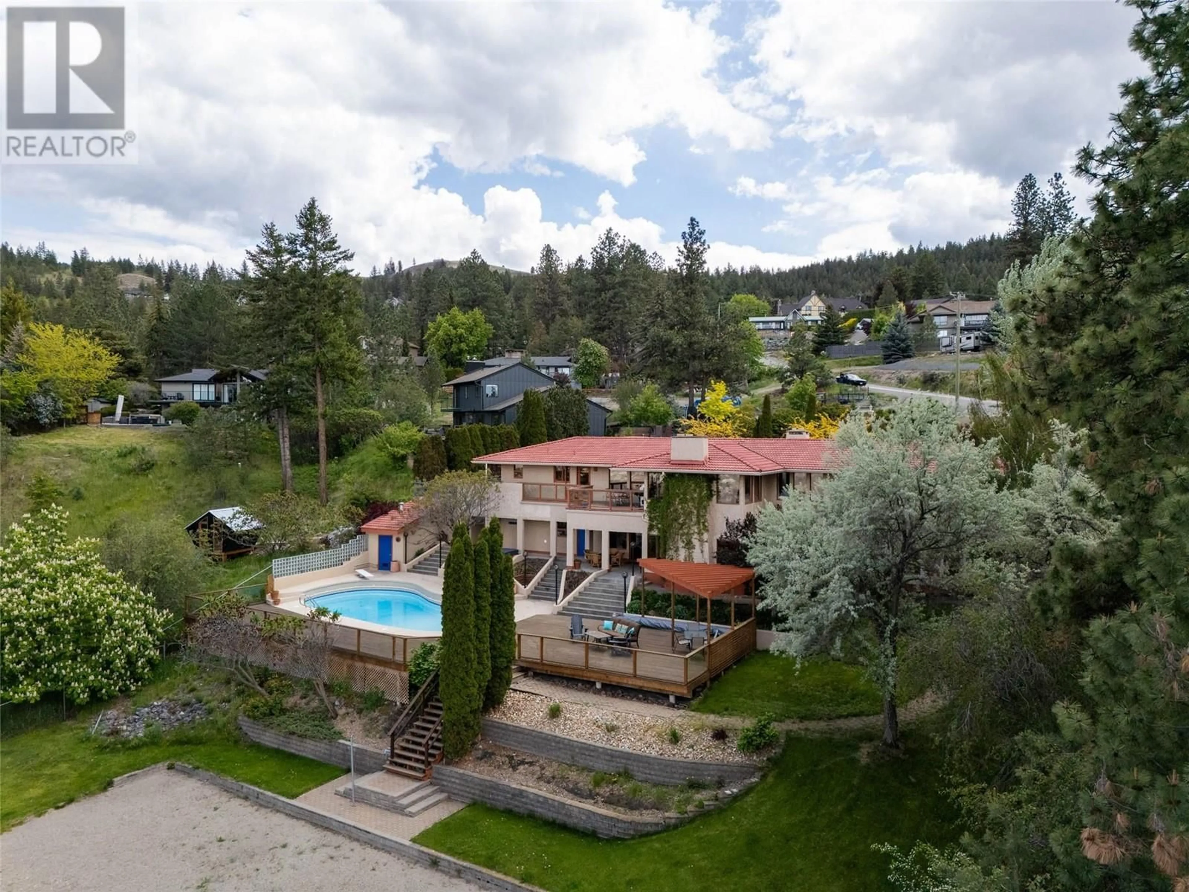 A pic from outside/outdoor area/front of a property/back of a property/a pic from drone, unknown for 1446 ROSE HILL ROAD, Kamloops British Columbia V2E1L4
