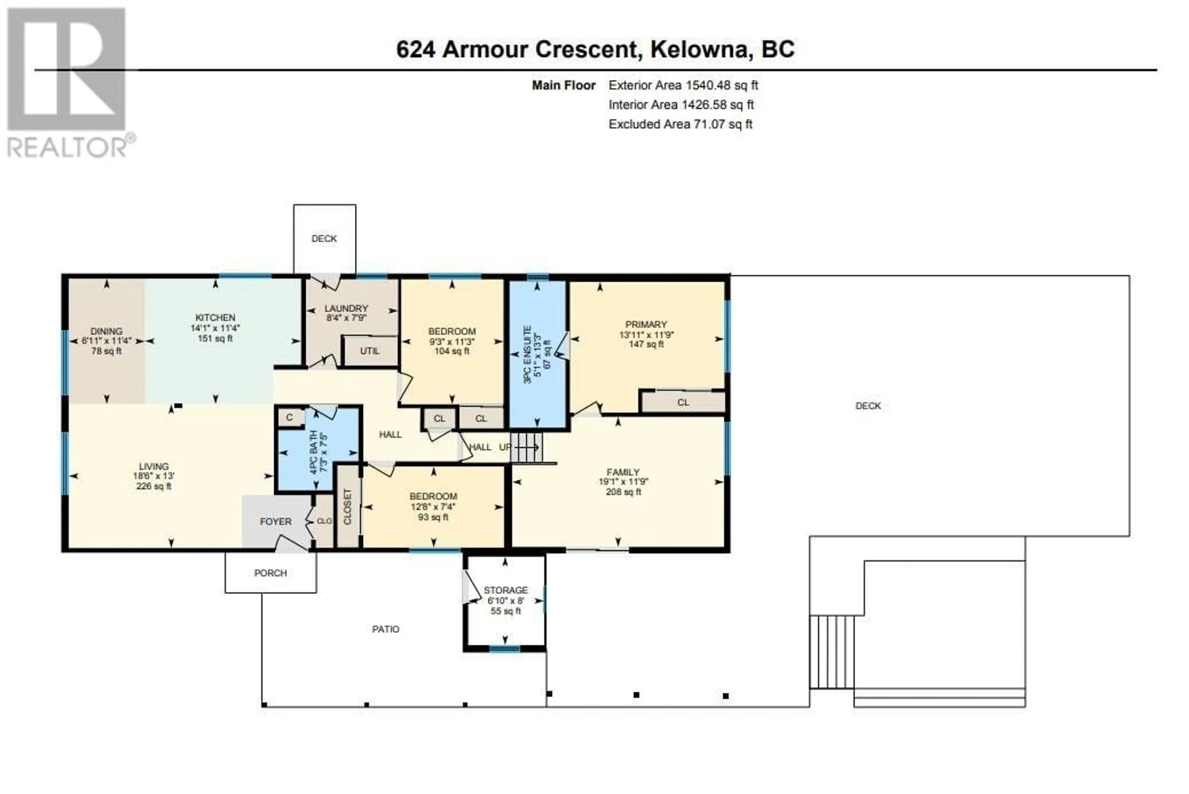 Floor plan for 624 ARMOUR CRESCENT, Kelowna British Columbia V1W1A5