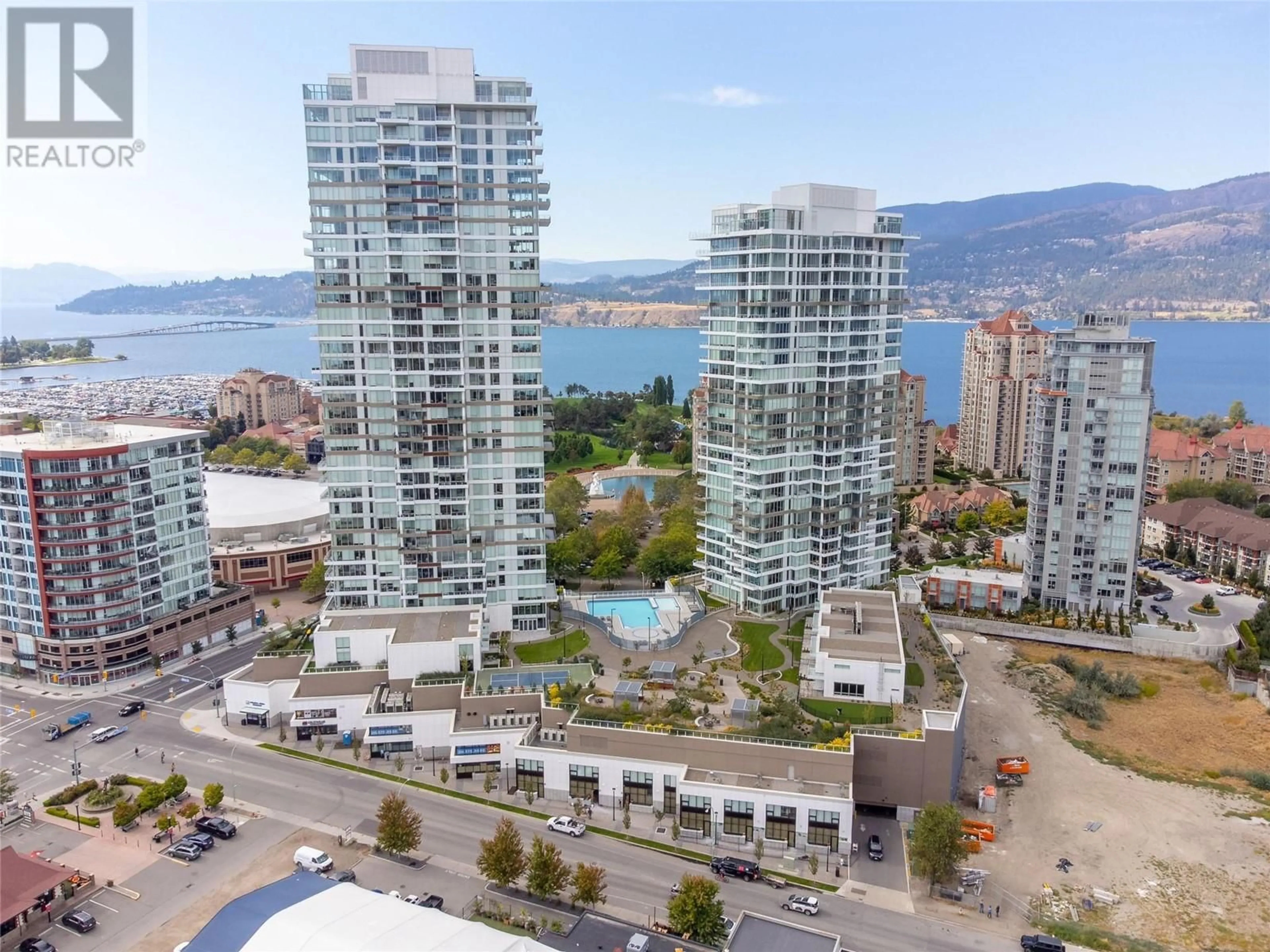 A pic from outside/outdoor area/front of a property/back of a property/a pic from drone, city buildings view from balcony for 1503 - 1181 SUNSET DRIVE, Kelowna British Columbia V1Y0L4