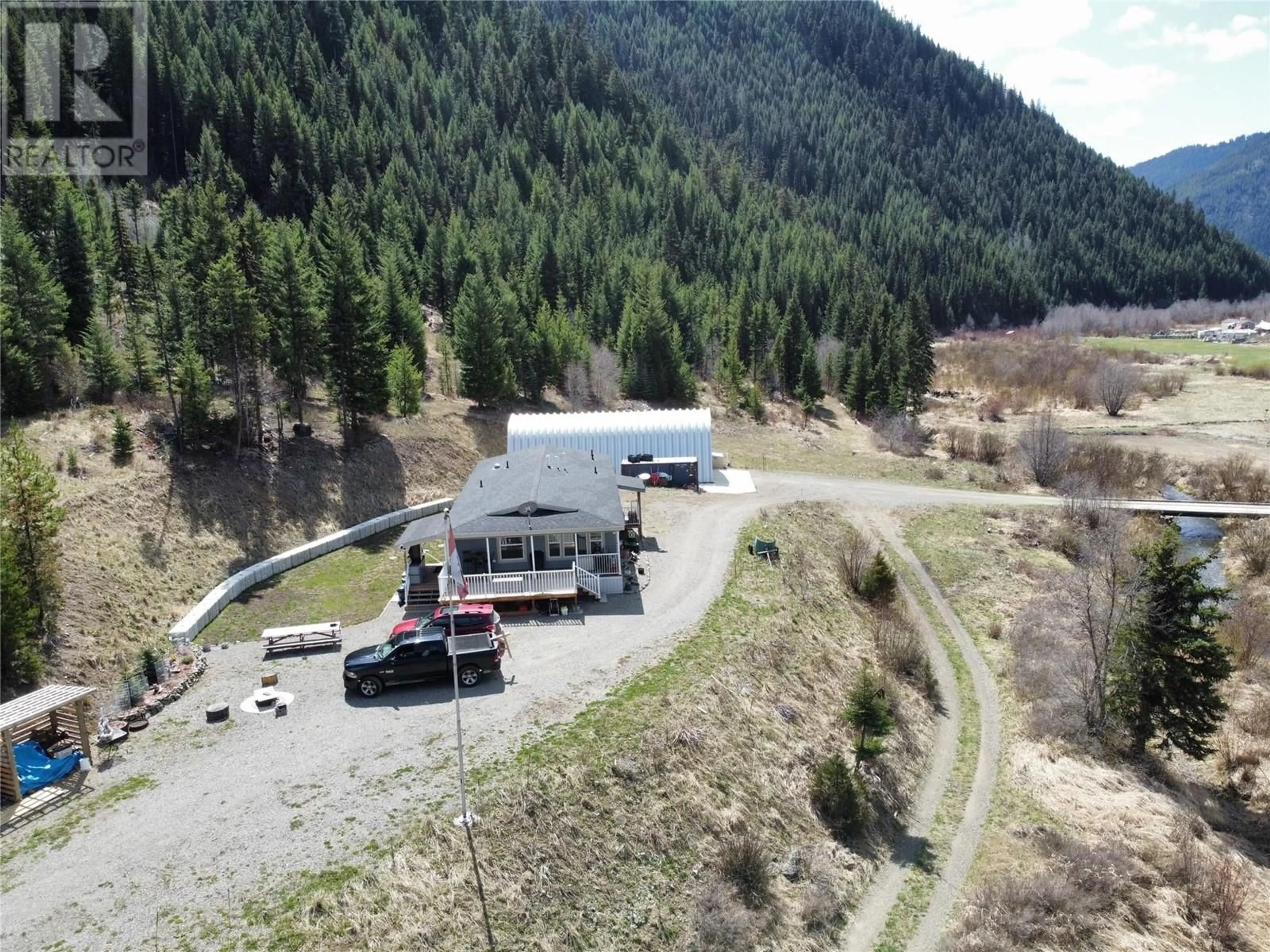 A pic from outside/outdoor area/front of a property/back of a property/a pic from drone, mountain view for 3600 SUMMERS CREEK ROAD, Princeton British Columbia V0X1W0