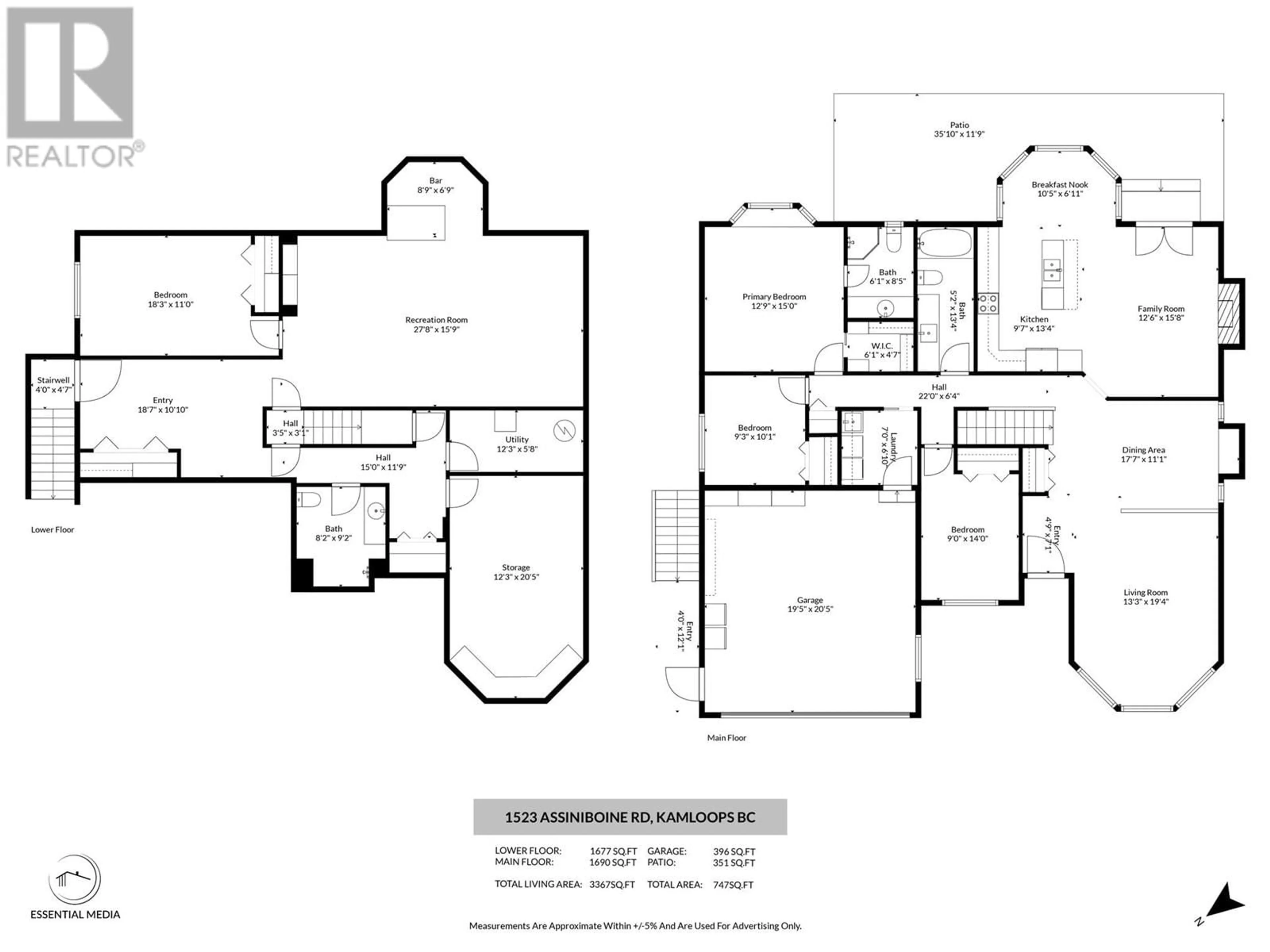 Floor plan for 1523 ASSINIBOINE ROAD, Kamloops British Columbia V2E2R1