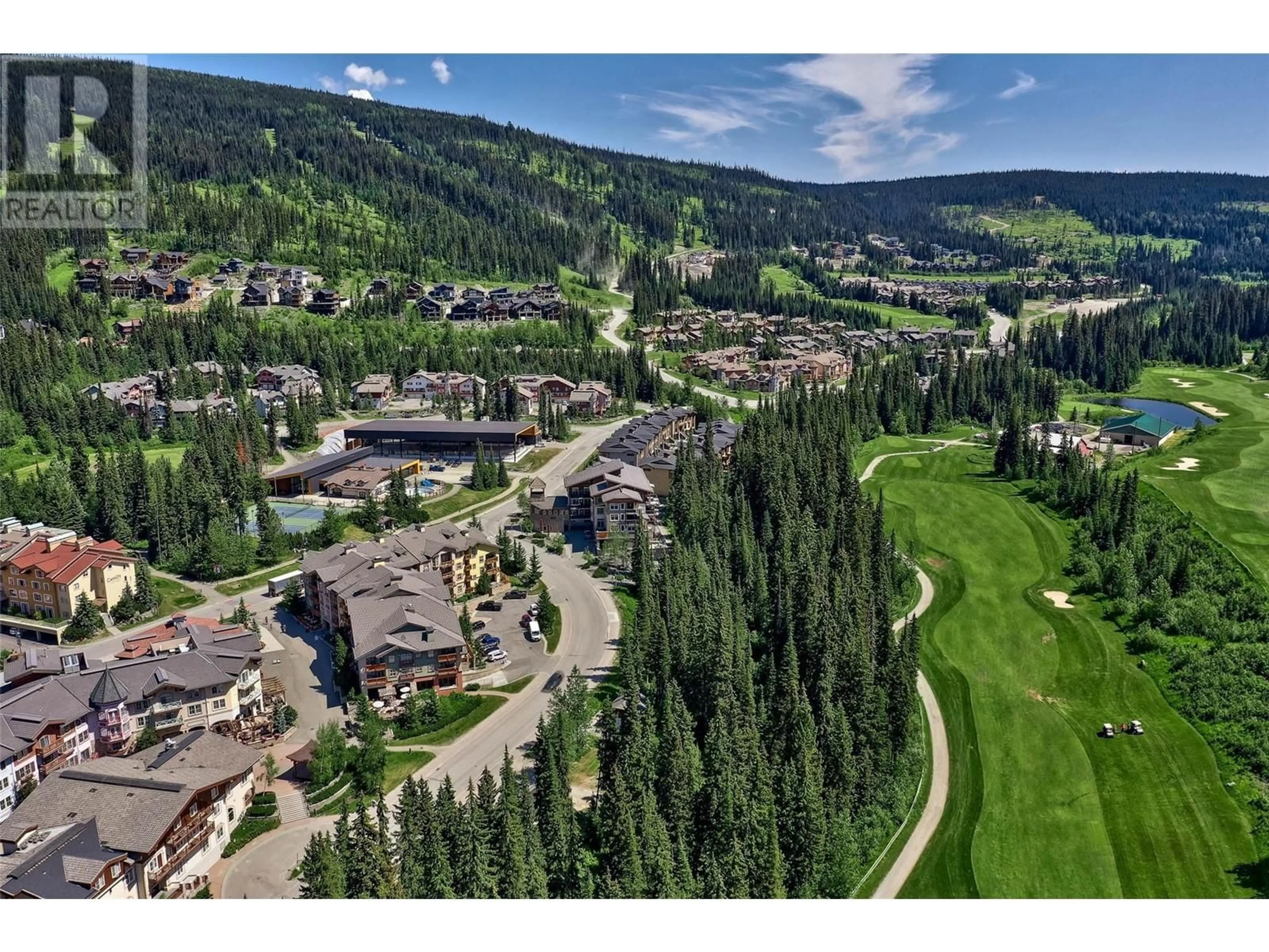A pic from outside/outdoor area/front of a property/back of a property/a pic from drone, mountain view for 218 - 3190 CREEKSIDE WAY, Sun Peaks British Columbia V0E5N0