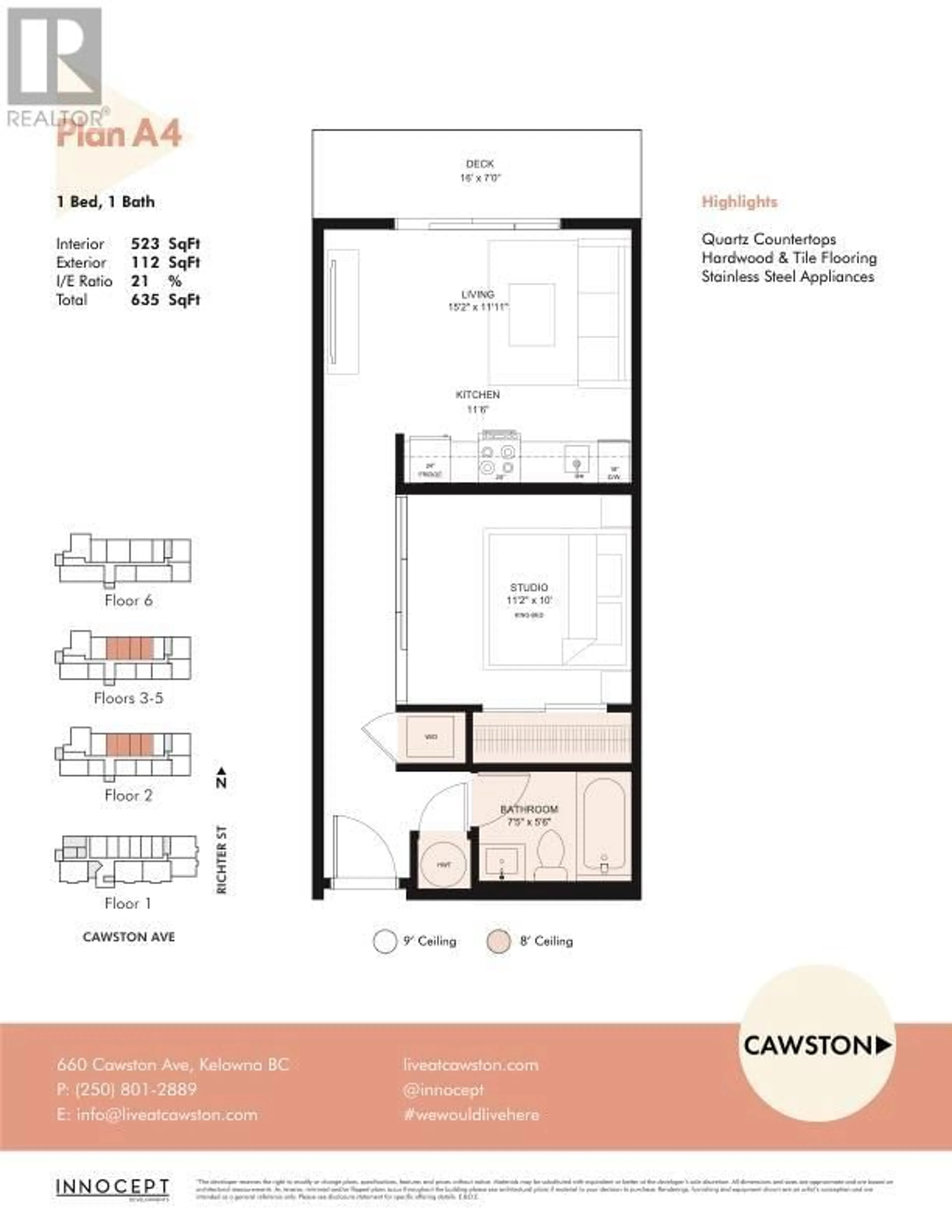 Floor plan for 410 - 660 CAWSTON AVENUE, Kelowna British Columbia V1Y6Z7