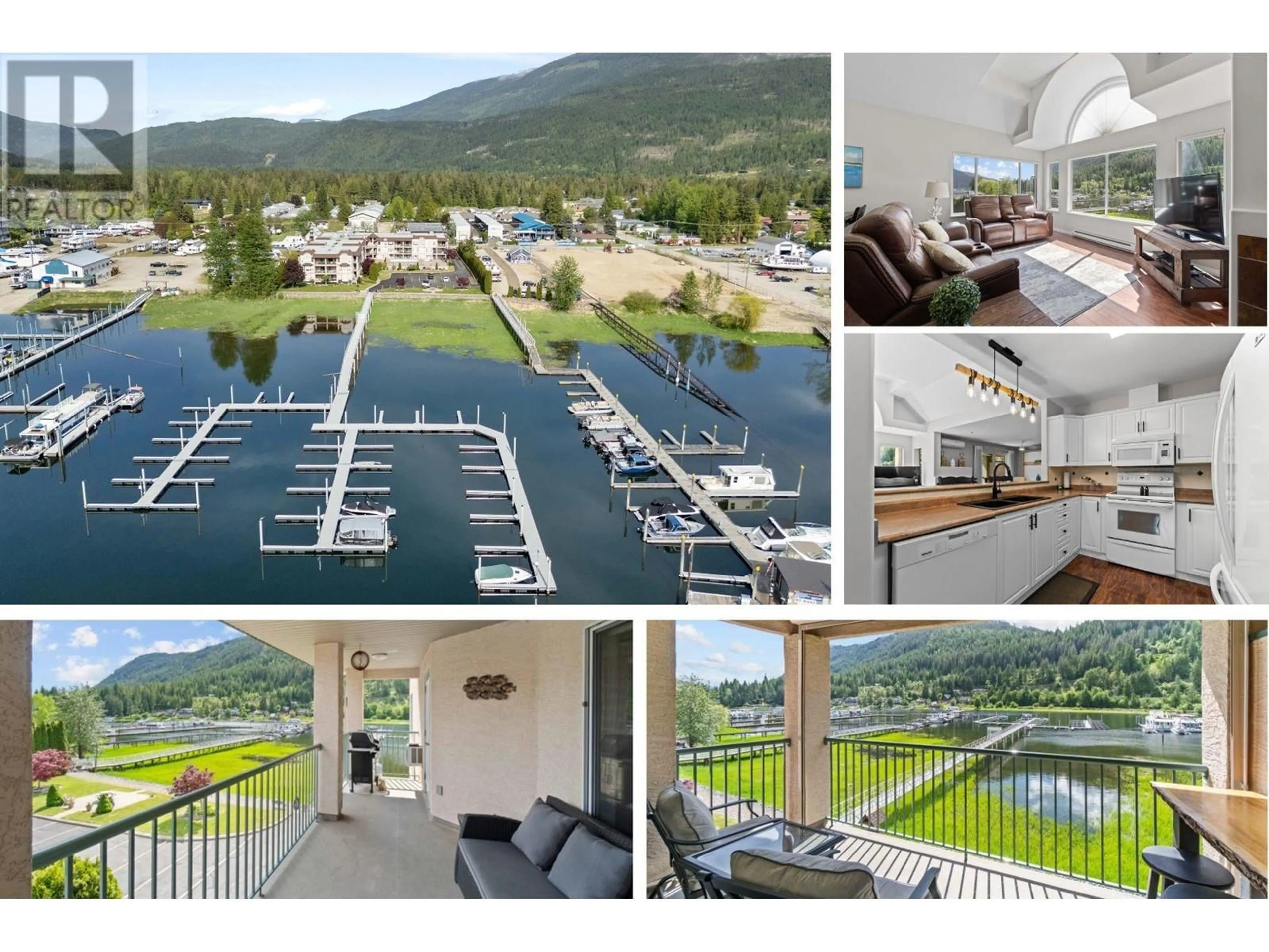 A pic from outside/outdoor area/front of a property/back of a property/a pic from drone, water/lake/river/ocean view for 319 - 1002 RIVERSIDE AVENUE, Sicamous British Columbia V0E2V1