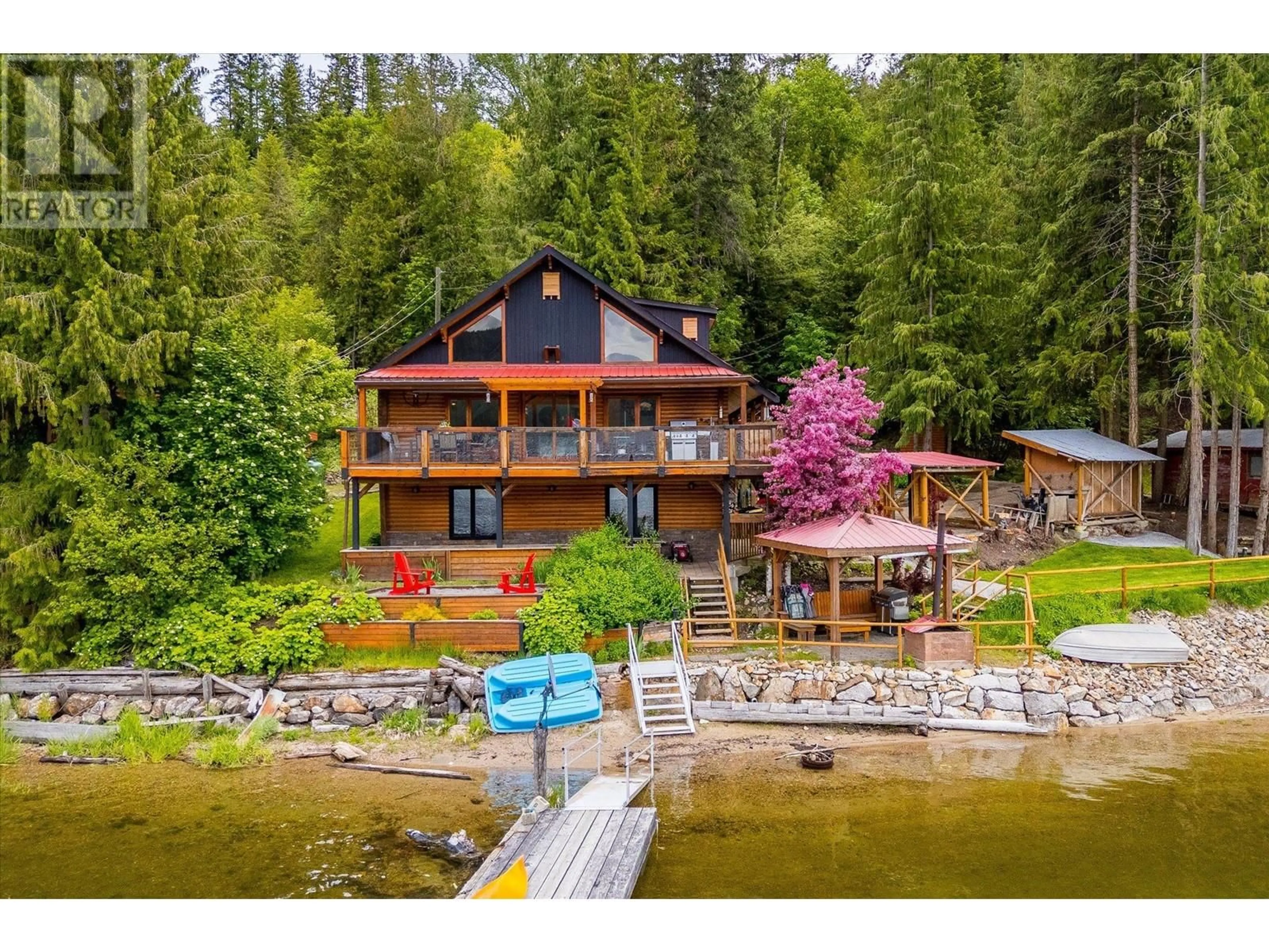 A pic from outside/outdoor area/front of a property/back of a property/a pic from drone, water/lake/river/ocean view for 3546 MABEL LAKE ROAD, Lumby British Columbia V0E2E6