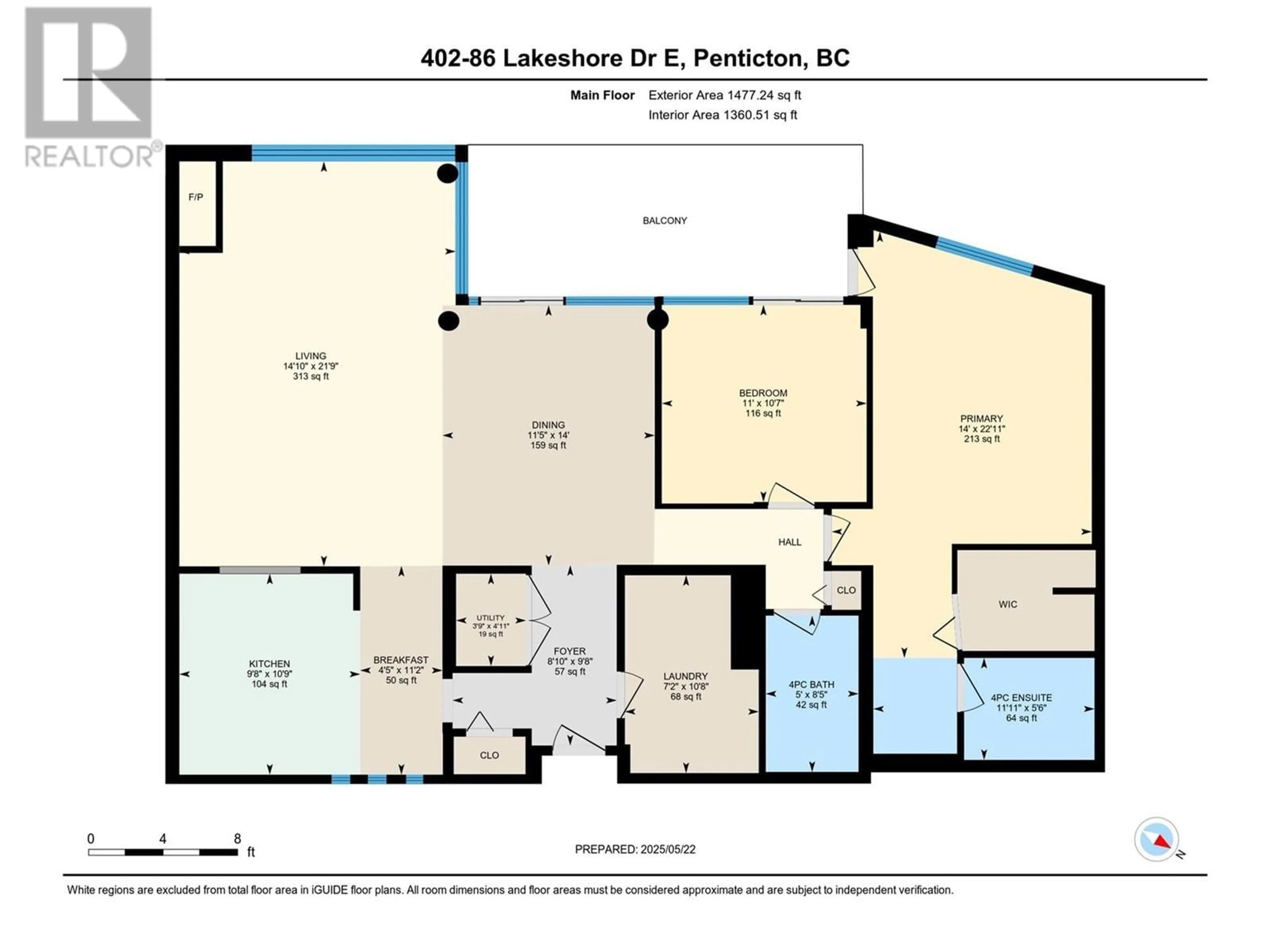 Floor plan for 402 - 86 LAKESHORE DRIVE EAST, Penticton British Columbia V2A1B5