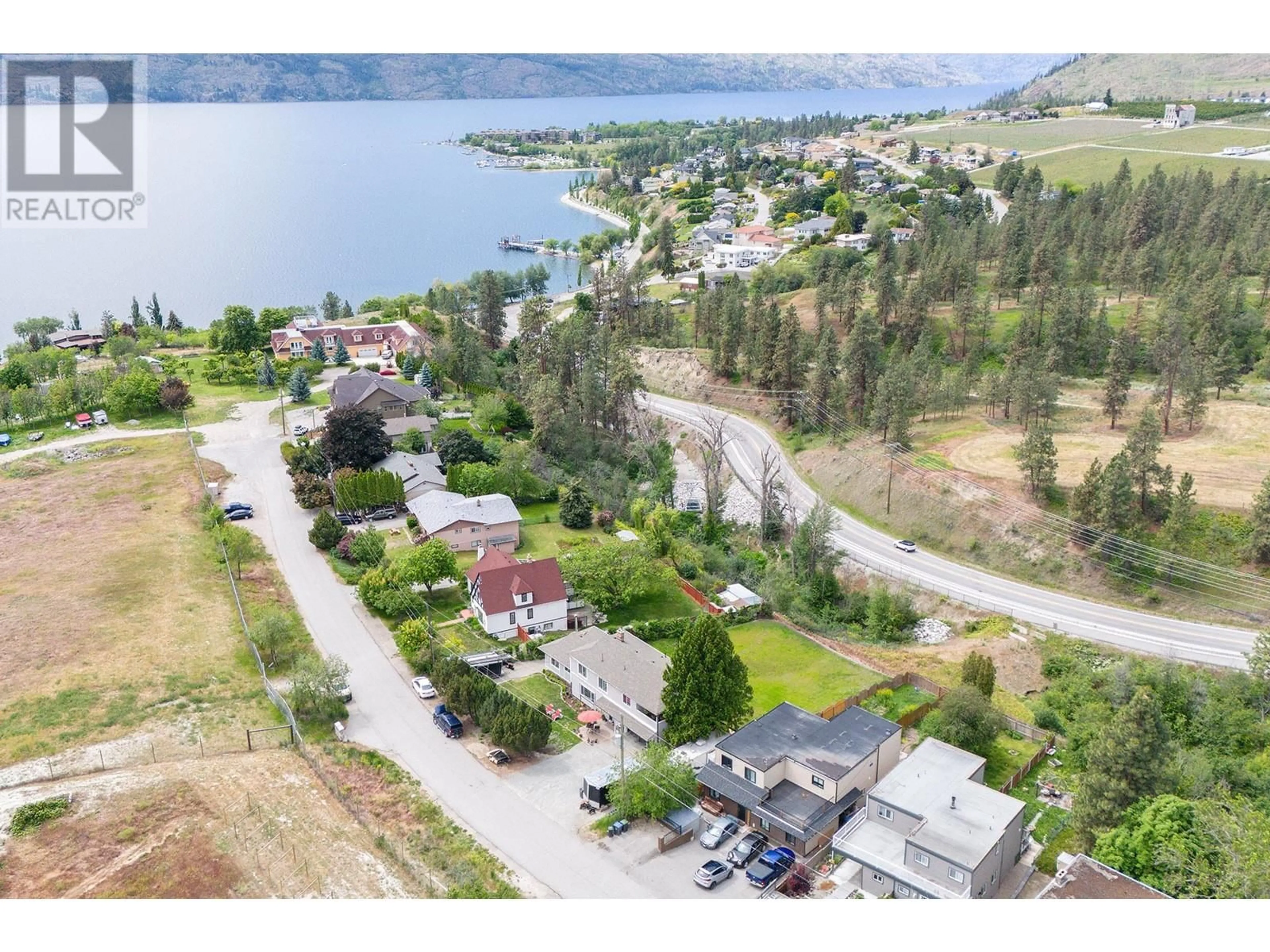A pic from outside/outdoor area/front of a property/back of a property/a pic from drone, water/lake/river/ocean view for 3766 WETTON ROAD, West Kelowna British Columbia V4T2C1