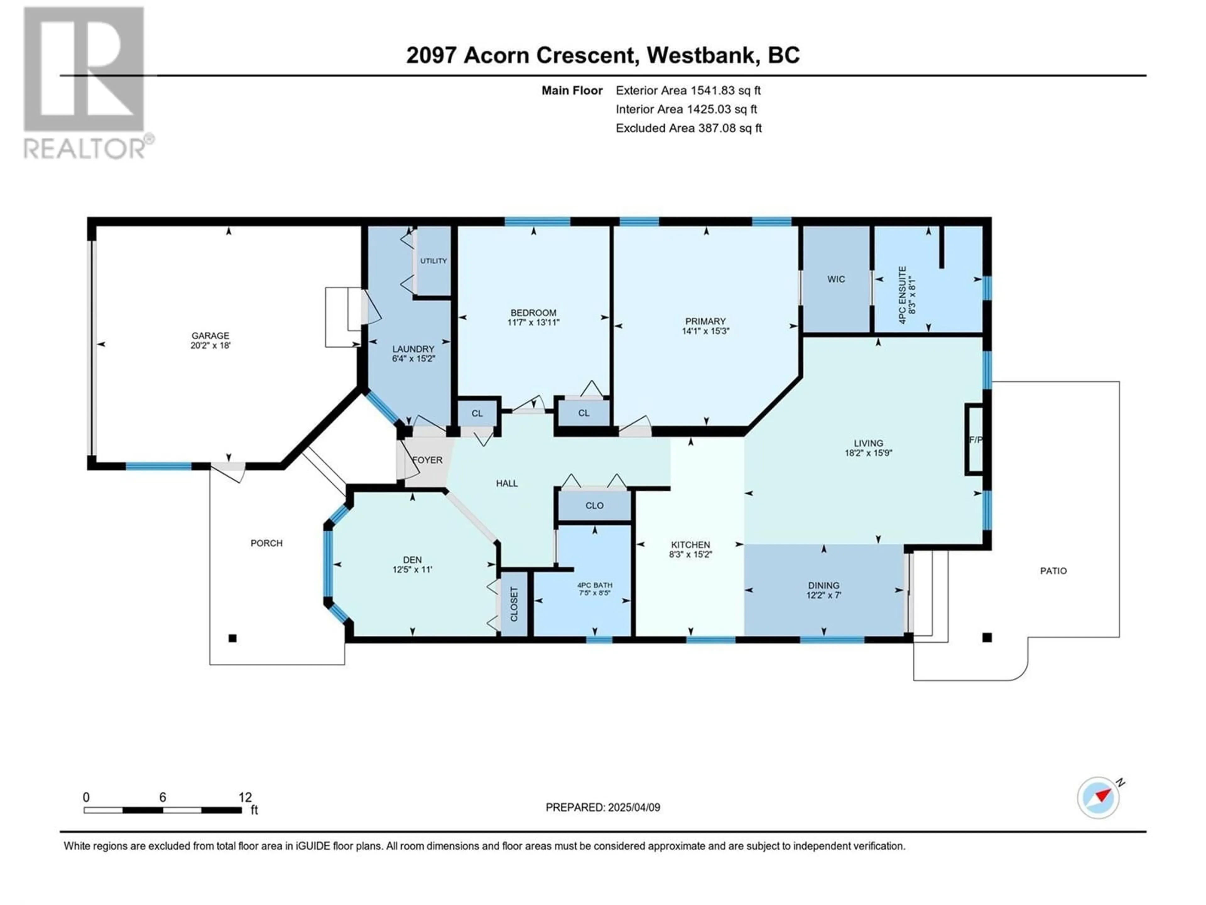 Floor plan for 2097 ACORN CRESCENT, West Kelowna British Columbia V4T3A5
