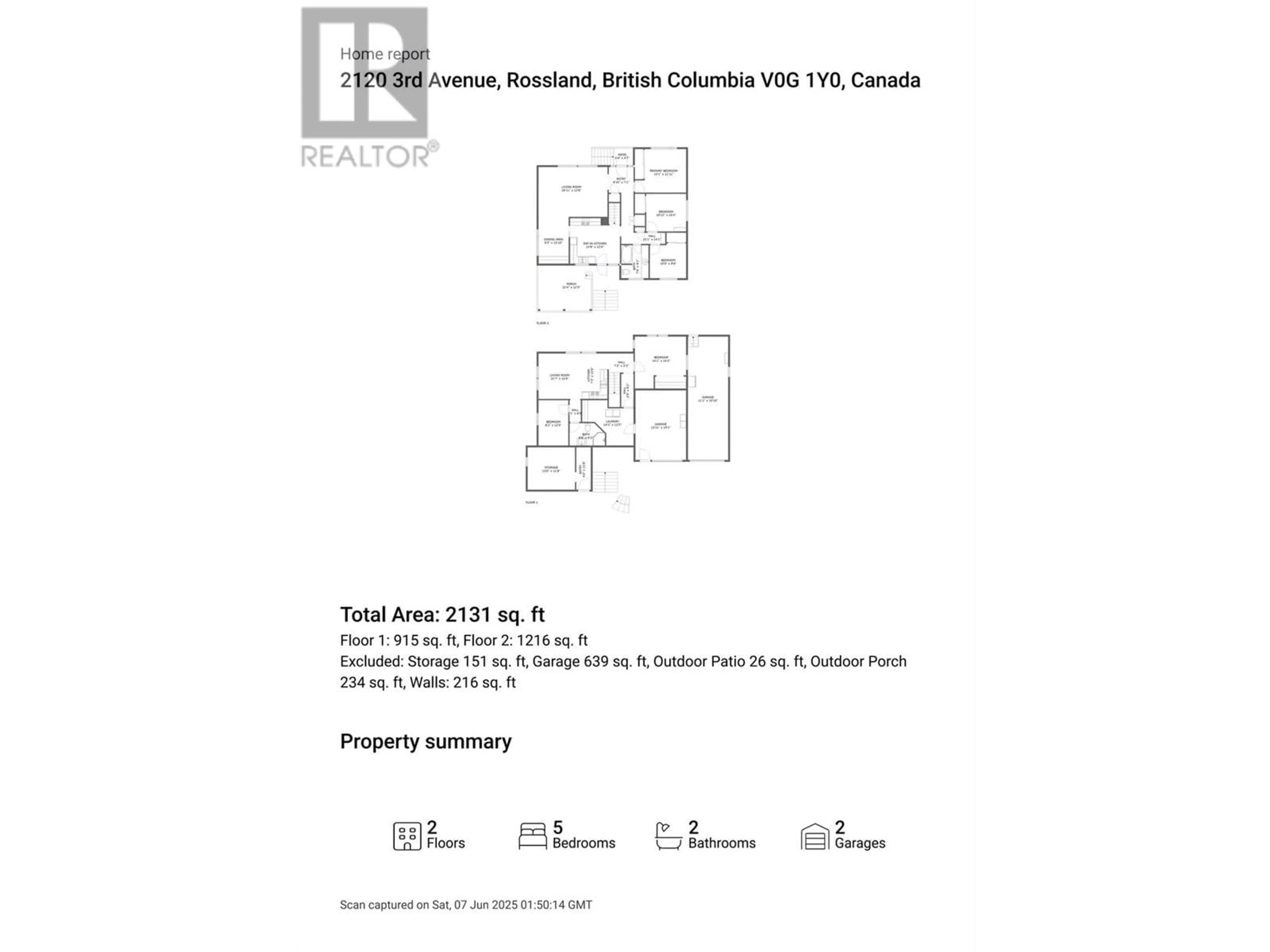 Floor plan for 2120 THIRD AVENUE, Rossland British Columbia V0G1Y0