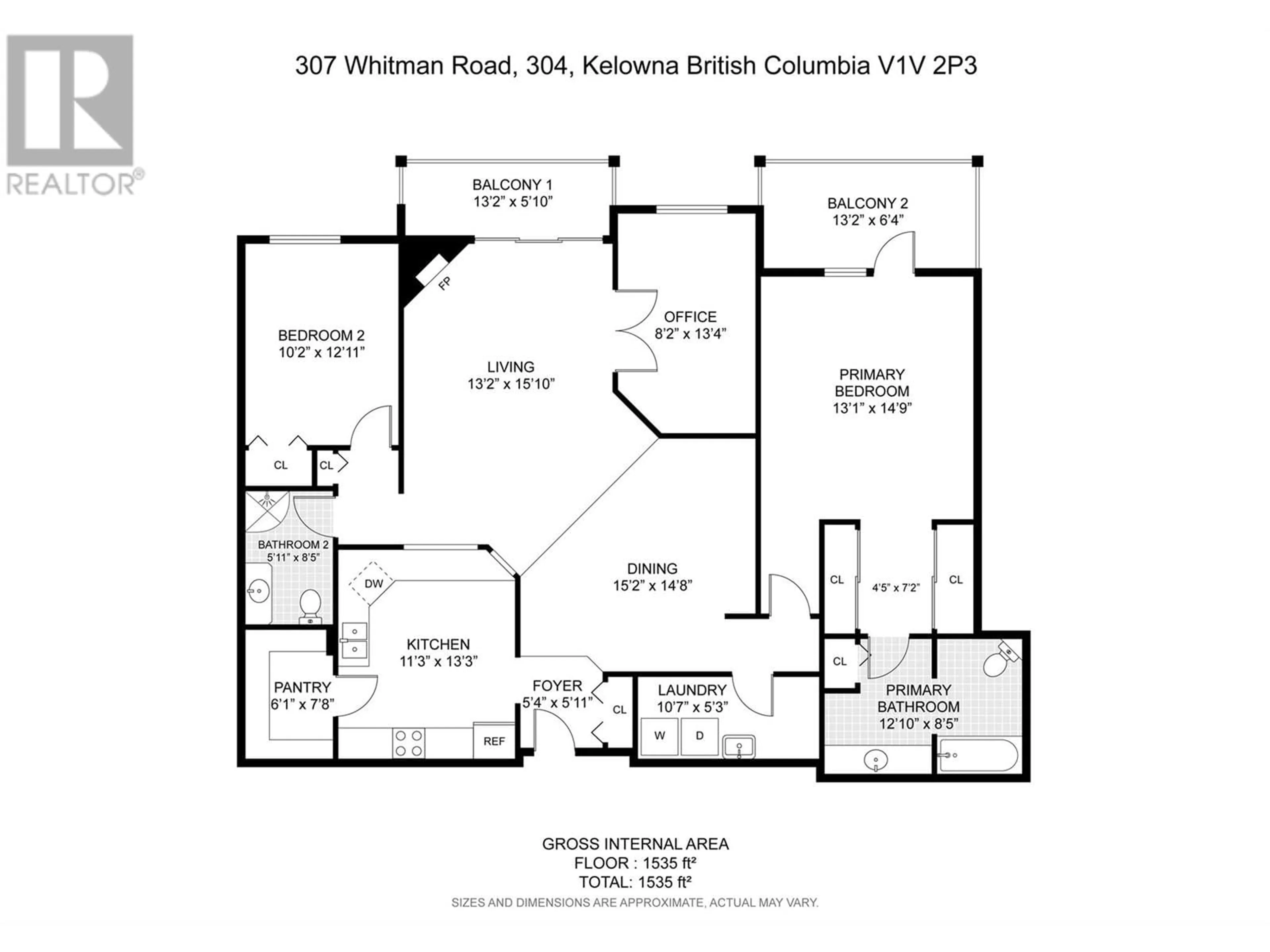 Floor plan for 304 - 307 WHITMAN ROAD, Kelowna British Columbia V1V2P3