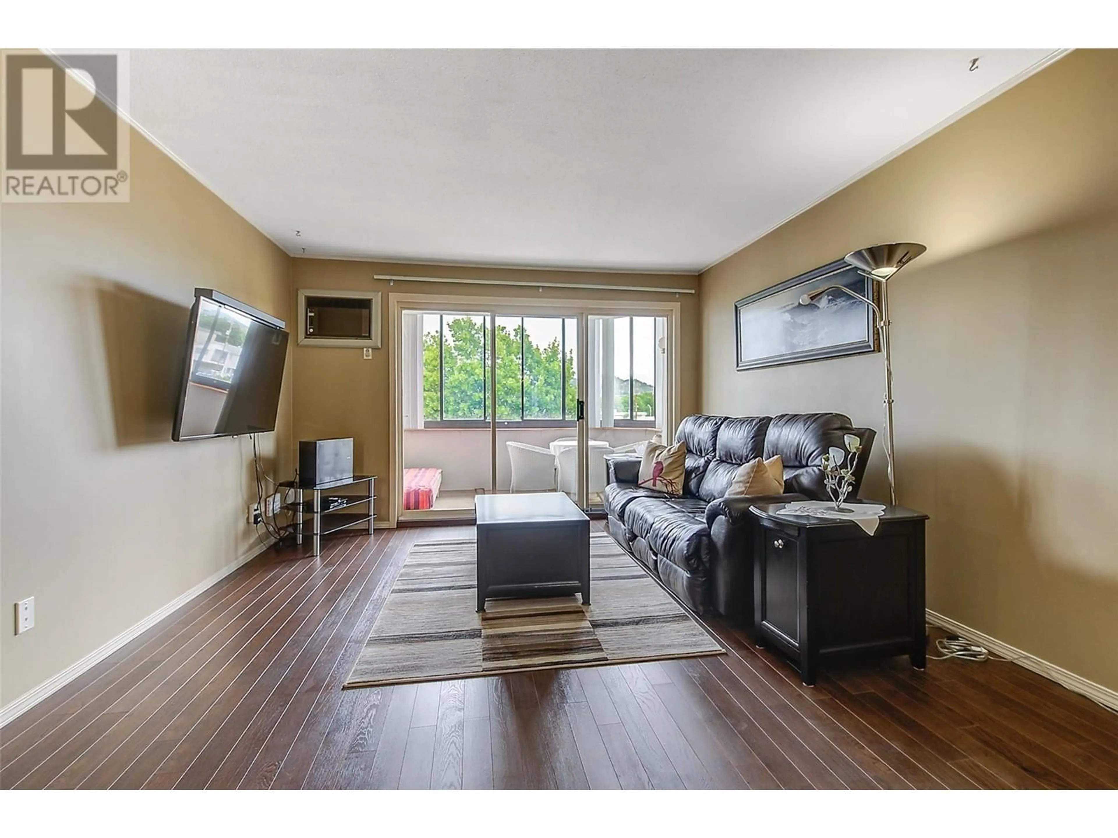 Living room with furniture, wood/laminate floor for 310 - 1170 BROOKSIDE AVENUE, Kelowna British Columbia V1Y5T4
