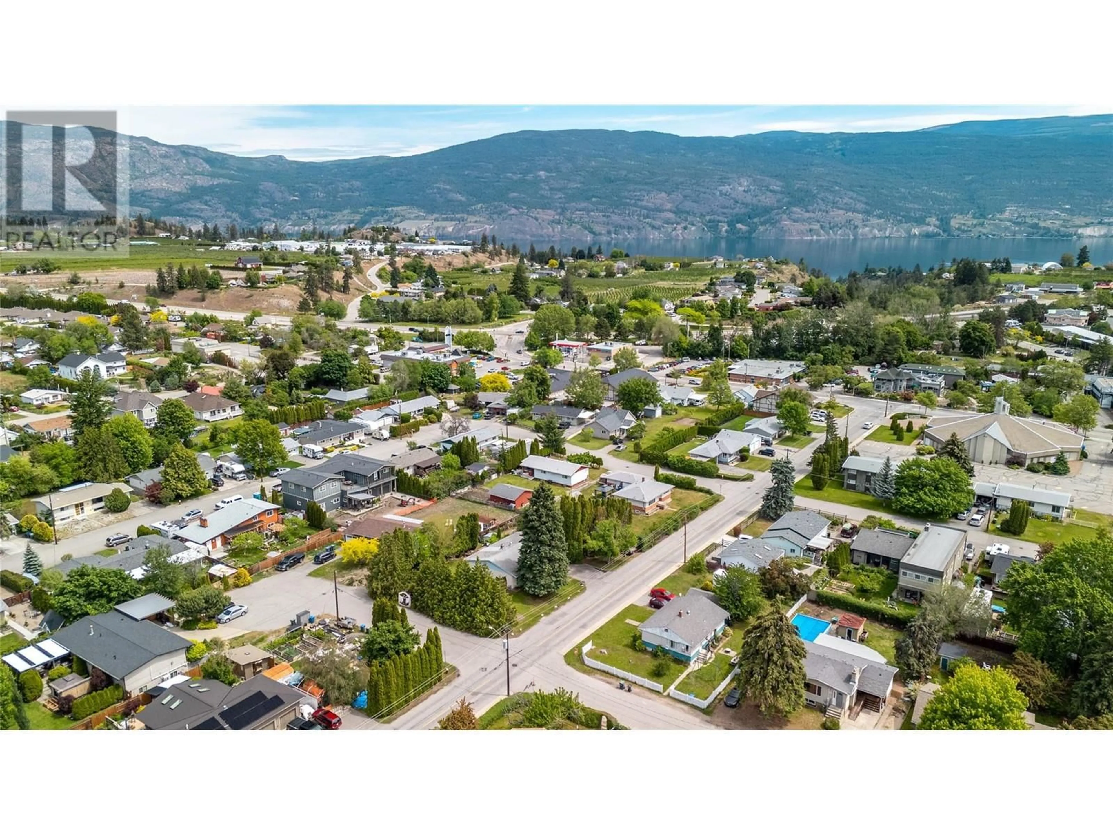 A pic from outside/outdoor area/front of a property/back of a property/a pic from drone, mountain view for 9718 QUINPOOL ROAD, Summerland British Columbia V0H1Z0
