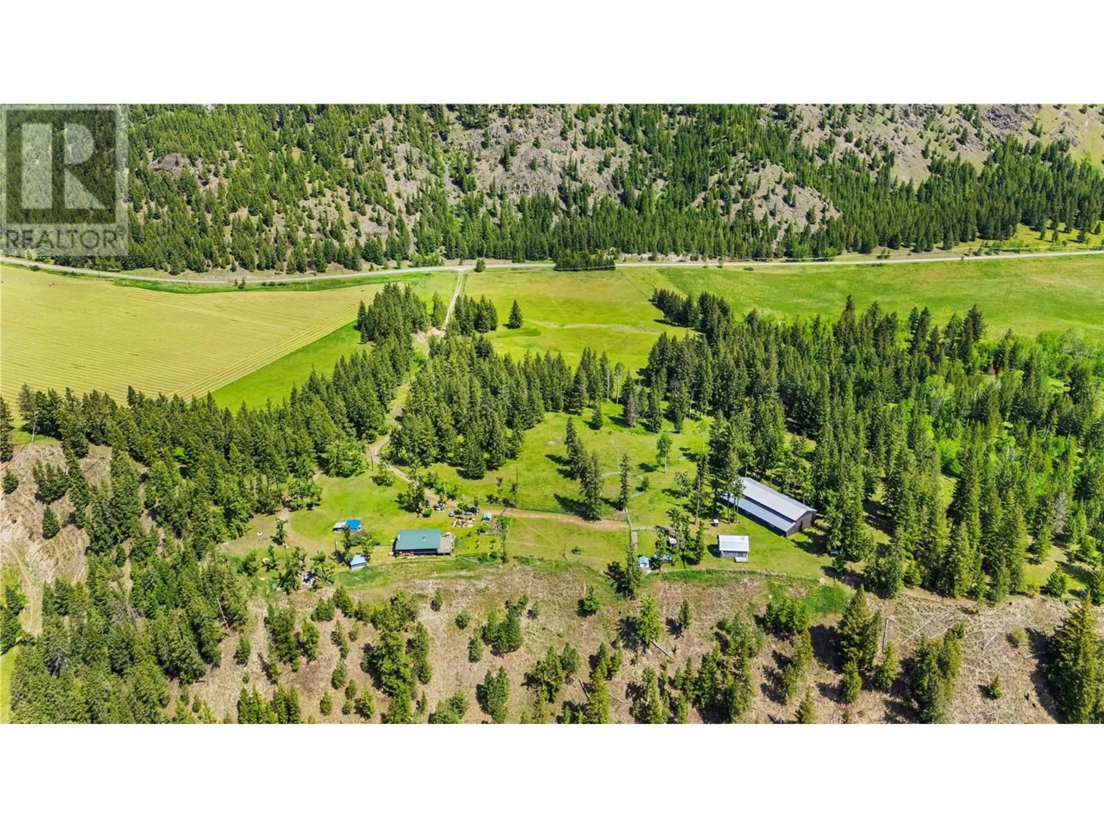 A pic from outside/outdoor area/front of a property/back of a property/a pic from drone, forest/trees view for 2673 AGATE BAY ROAD, Barriere British Columbia V0E2E0