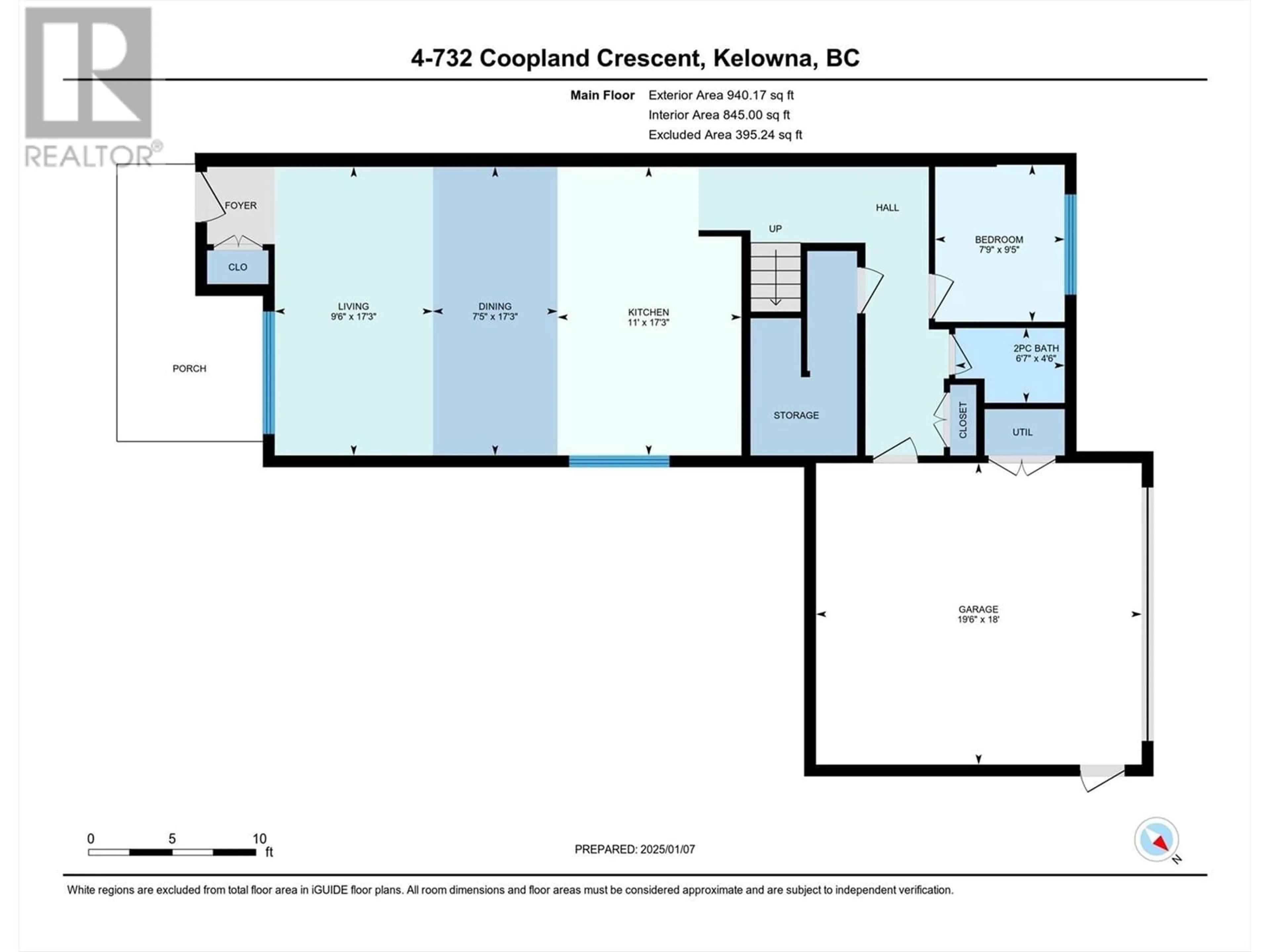 Floor plan for 4 - 732 COOPLAND CRESCENT, Kelowna British Columbia V1Y2V1