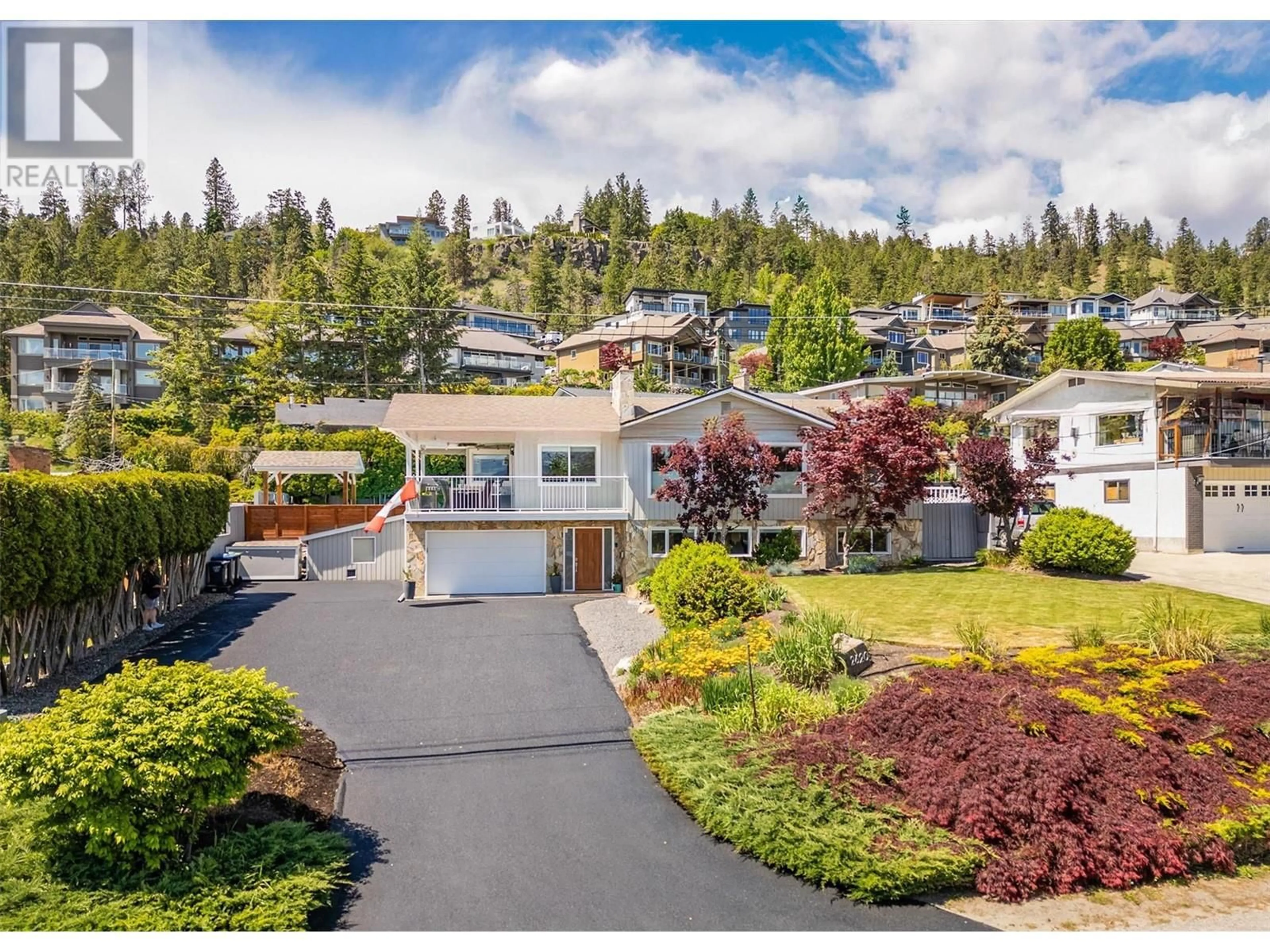A pic from outside/outdoor area/front of a property/back of a property/a pic from drone, mountain view for 2620 CAMPBELL ROAD, West Kelowna British Columbia V1Z1T2