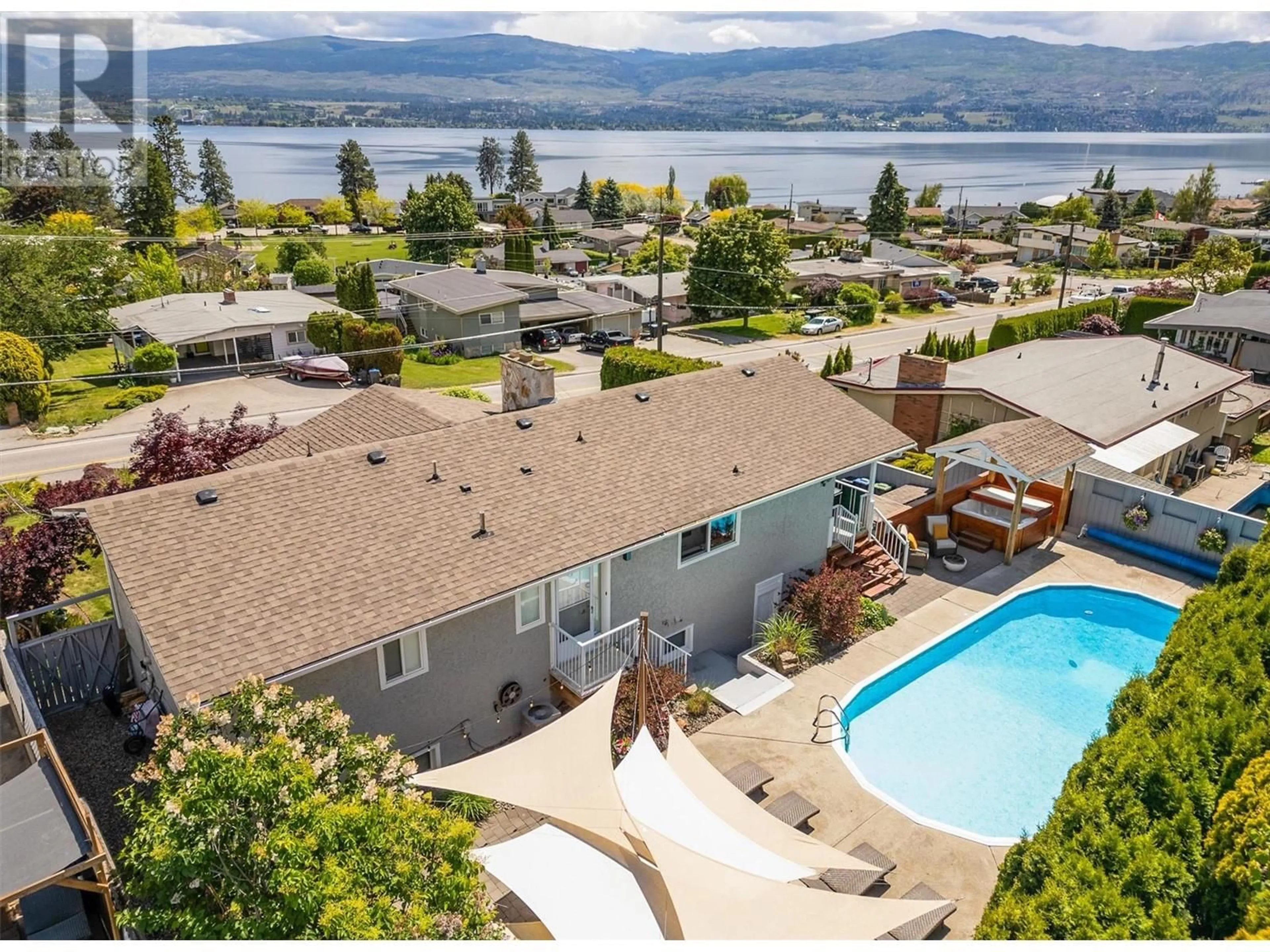 A pic from outside/outdoor area/front of a property/back of a property/a pic from drone, water/lake/river/ocean view for 2620 CAMPBELL ROAD, West Kelowna British Columbia V1Z1T2