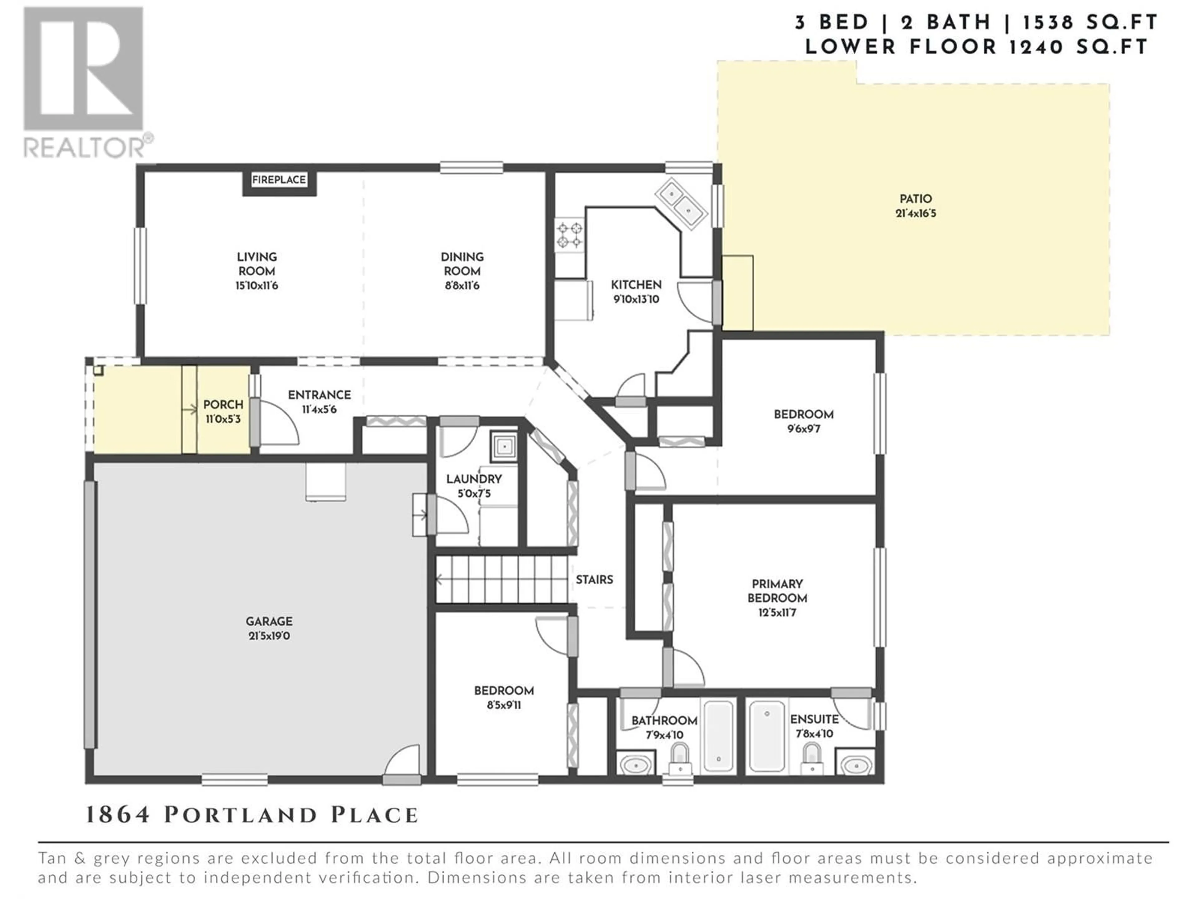 Floor plan for 1864 PORTLAND PLACE, Kelowna British Columbia V1V1P9