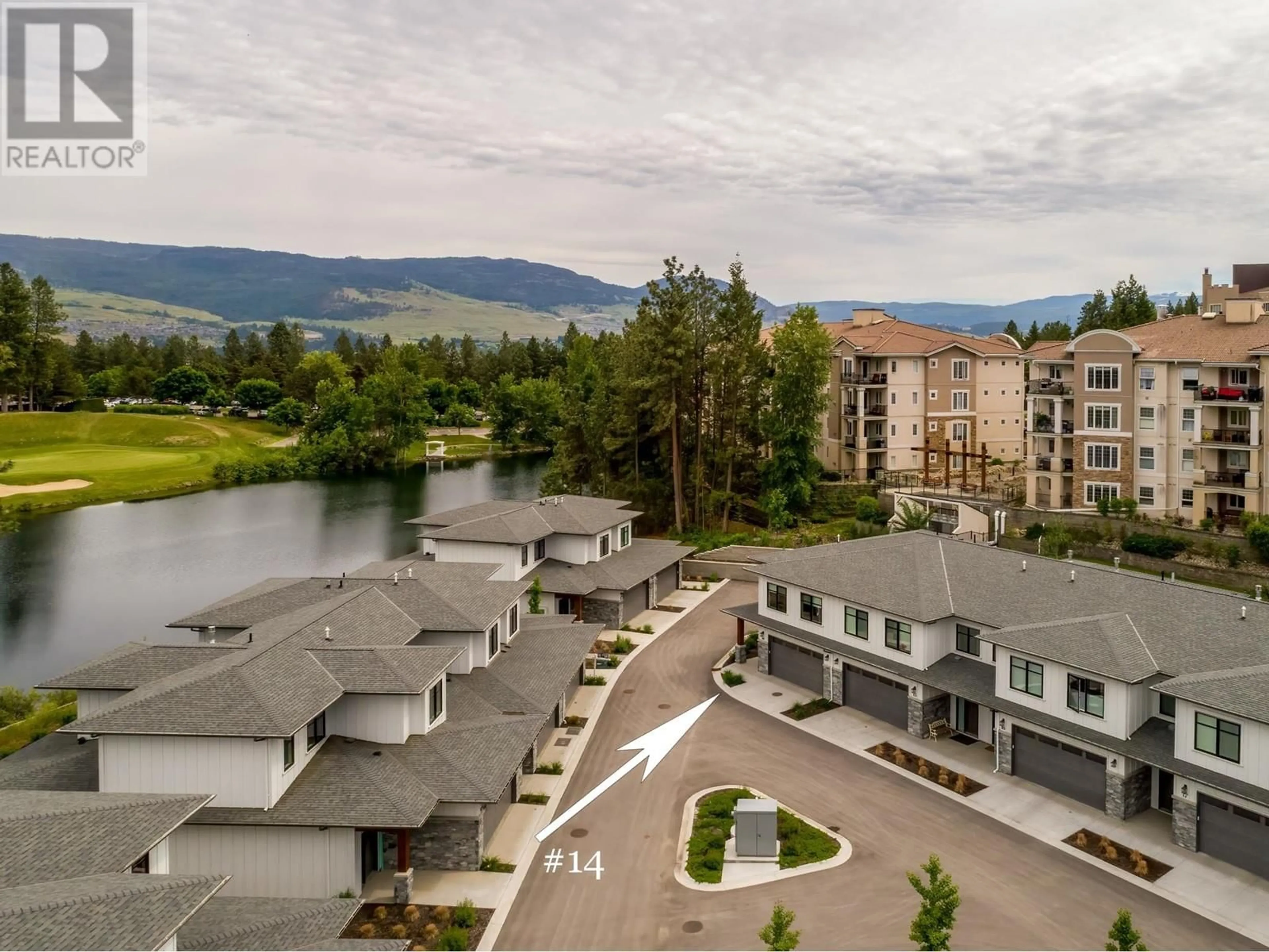 A pic from outside/outdoor area/front of a property/back of a property/a pic from drone, water/lake/river/ocean view for 14 - 1979 COUNTRY CLUB DRIVE, Kelowna British Columbia V1V0H6