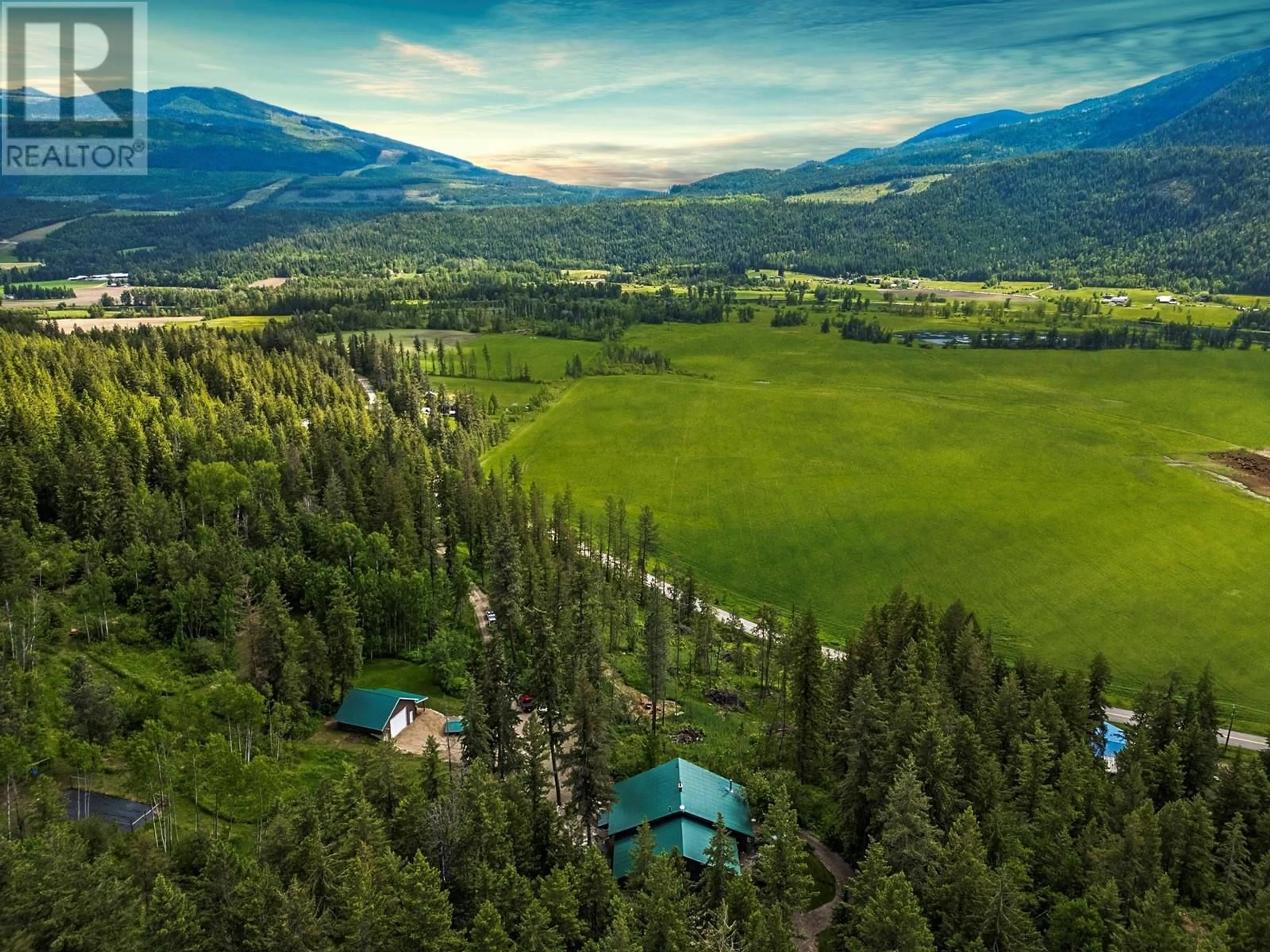 A pic from outside/outdoor area/front of a property/back of a property/a pic from drone, mountain view for 1099 ENDERBY MABEL LAKE ROAD, Enderby British Columbia V0E1V5