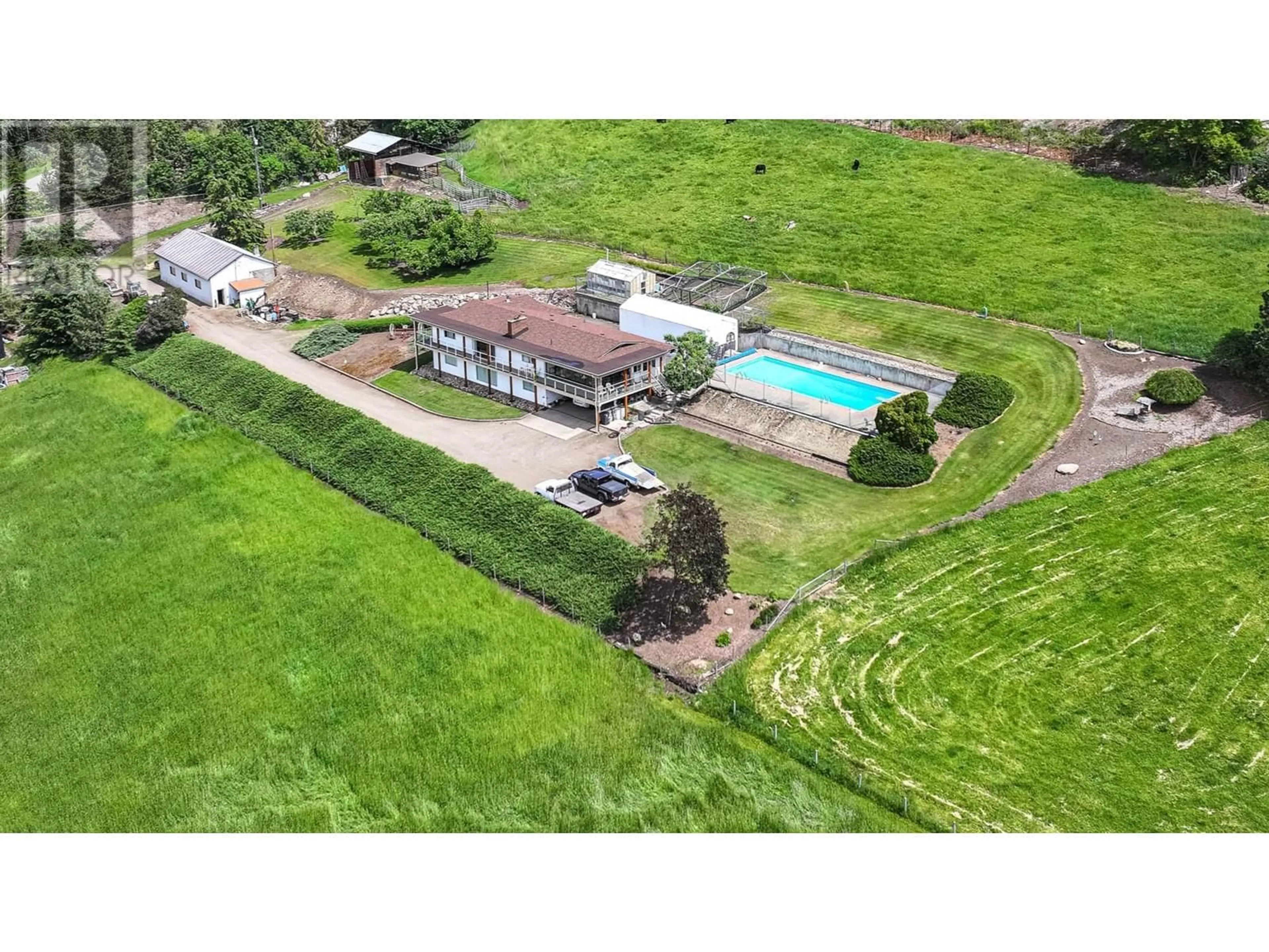 A pic from outside/outdoor area/front of a property/back of a property/a pic from drone, unknown for 5541 DIXON DAM ROAD, Vernon British Columbia V1B3J7