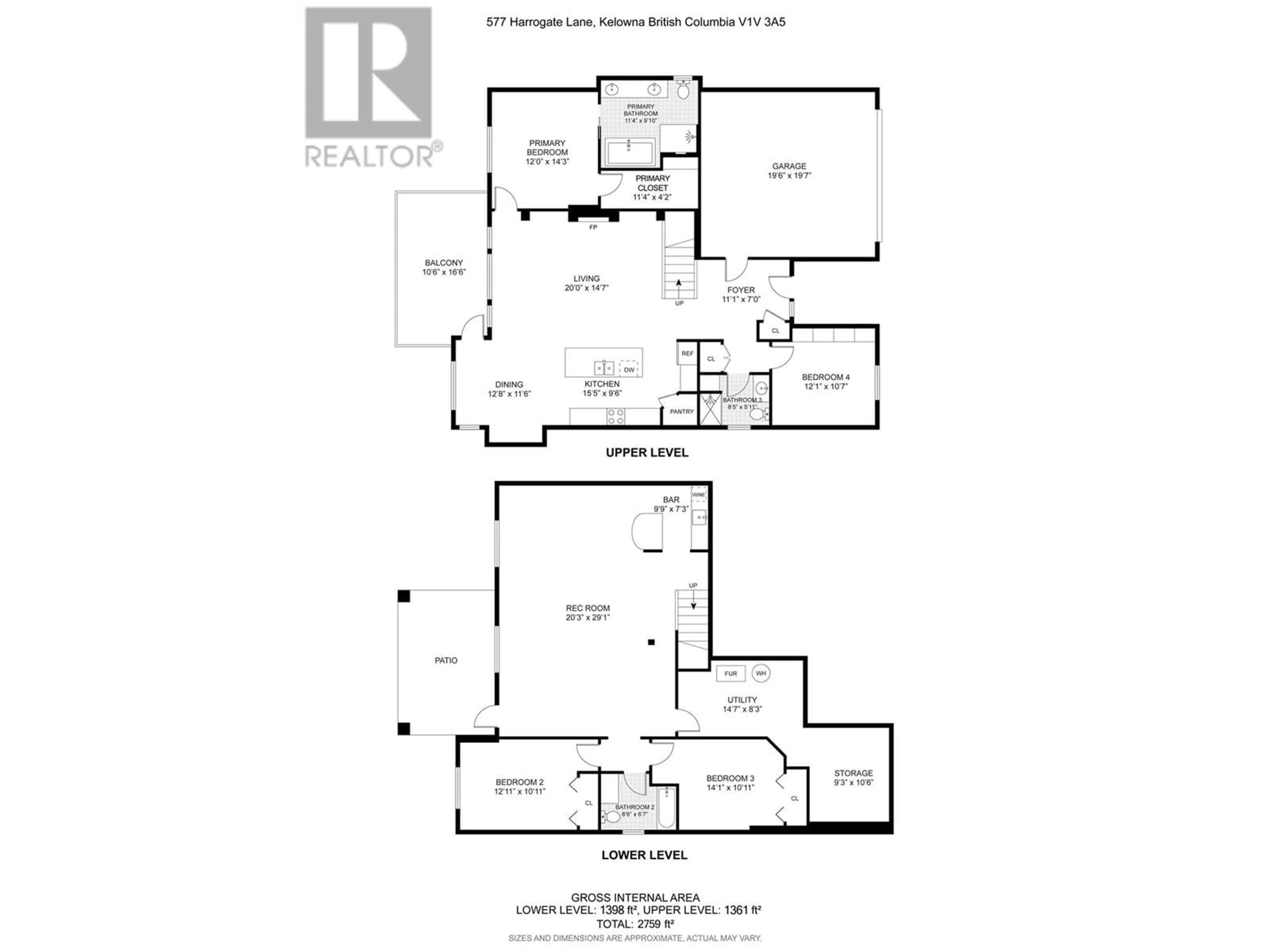 Floor plan for 577 HARROGATE LANE, Kelowna British Columbia V1V3A5