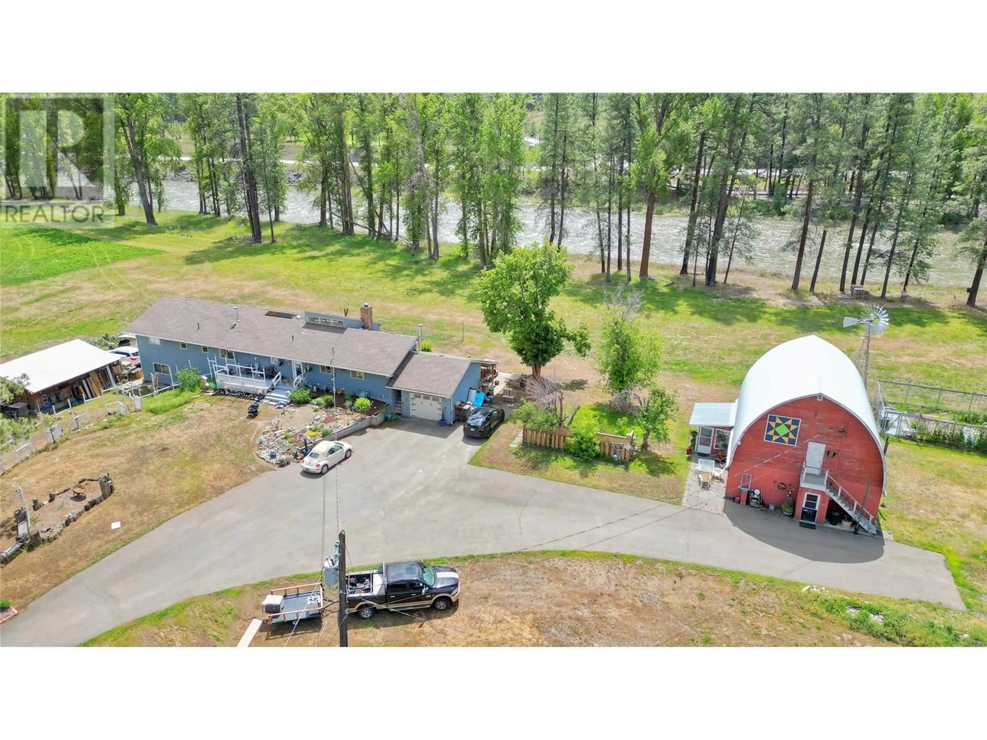 A pic from outside/outdoor area/front of a property/back of a property/a pic from drone, water/lake/river/ocean view for 399 OLD HEDLEY ROAD, Princeton British Columbia V0X1W0