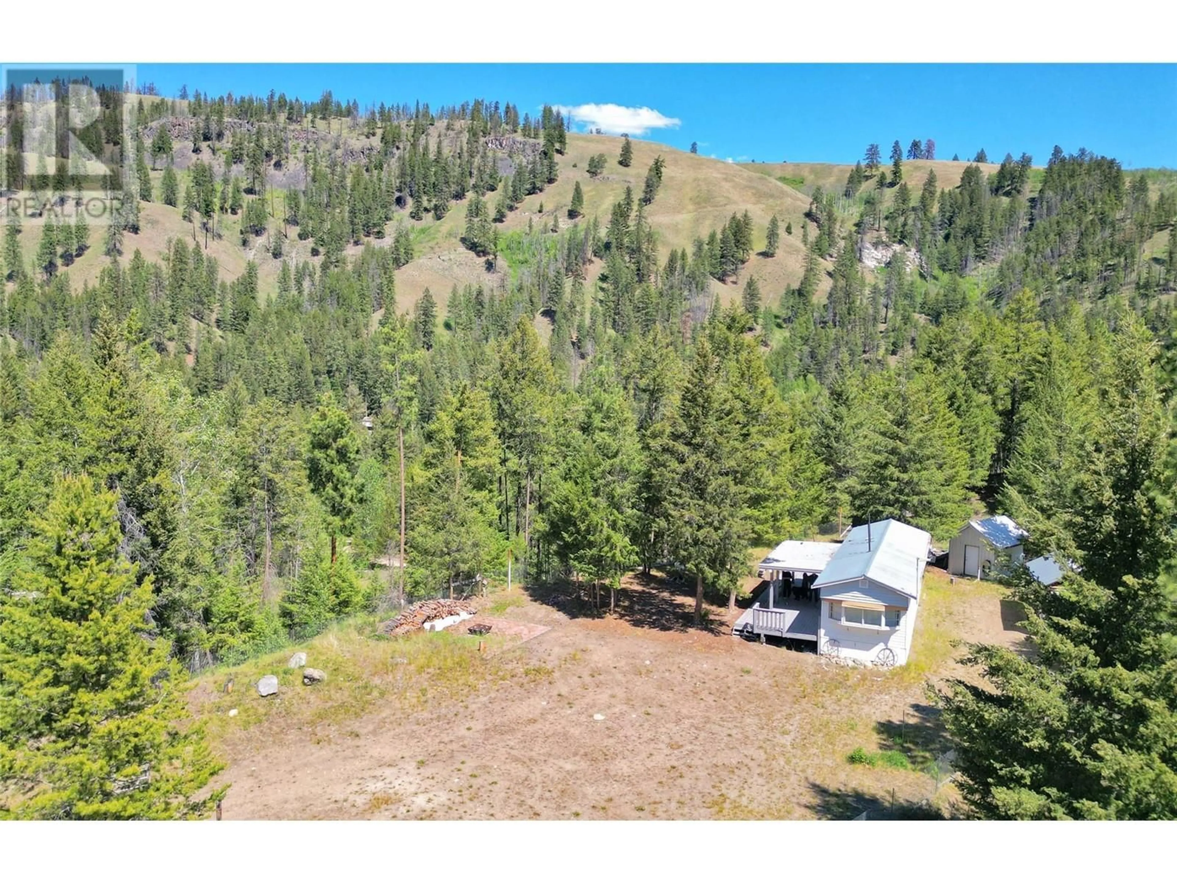 A pic from outside/outdoor area/front of a property/back of a property/a pic from drone, forest/trees view for 1398 SUMMERS CREEK ROAD, Princeton British Columbia V0X1W0