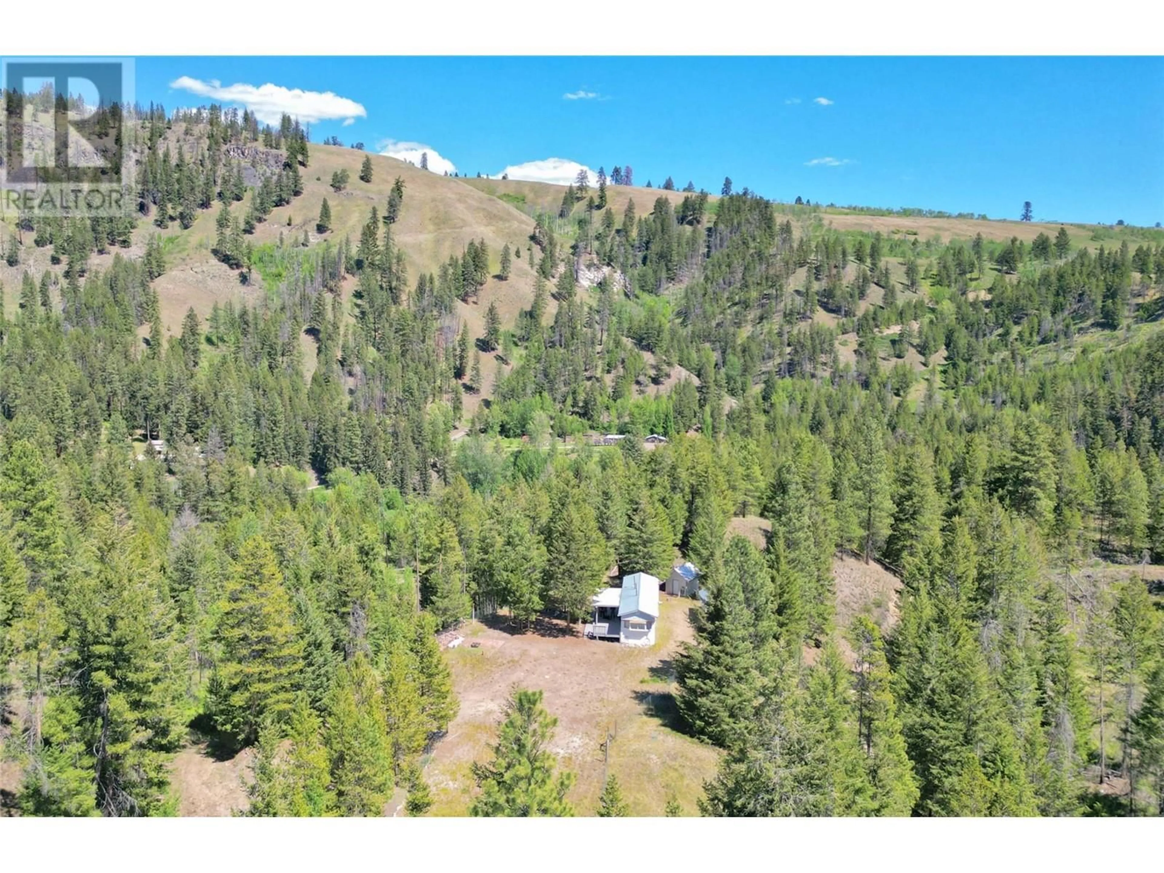 A pic from outside/outdoor area/front of a property/back of a property/a pic from drone, forest/trees view for 1398 SUMMERS CREEK ROAD, Princeton British Columbia V0X1W0