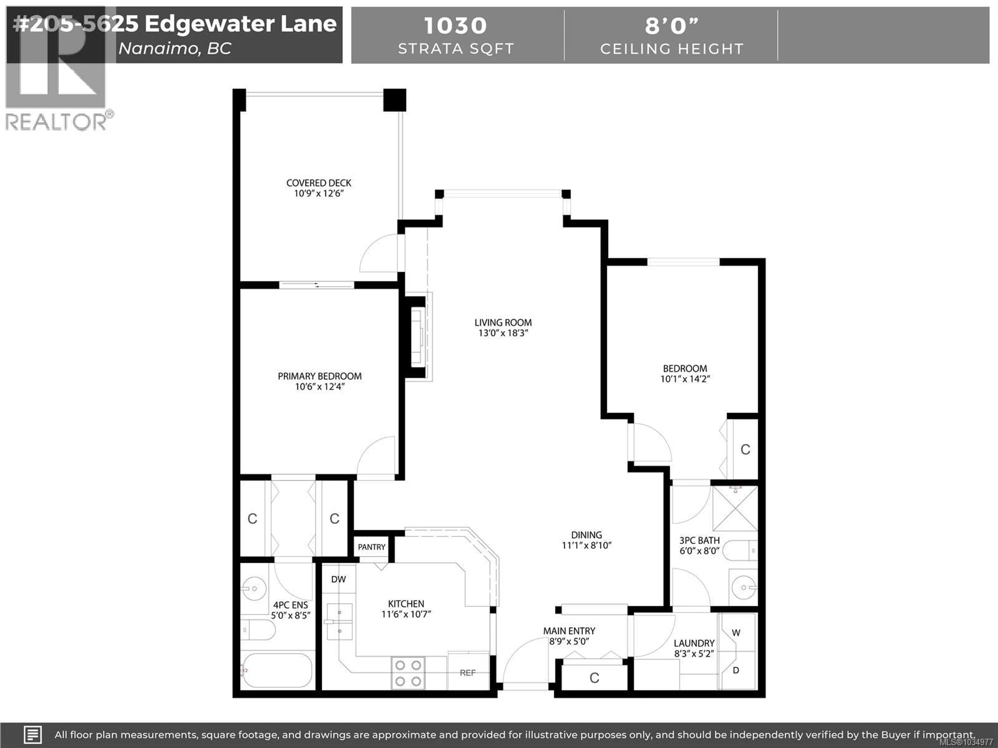 Floor plan for 205 - 5625 EDGEWATER LANE, Nanaimo British Columbia V9T6K1