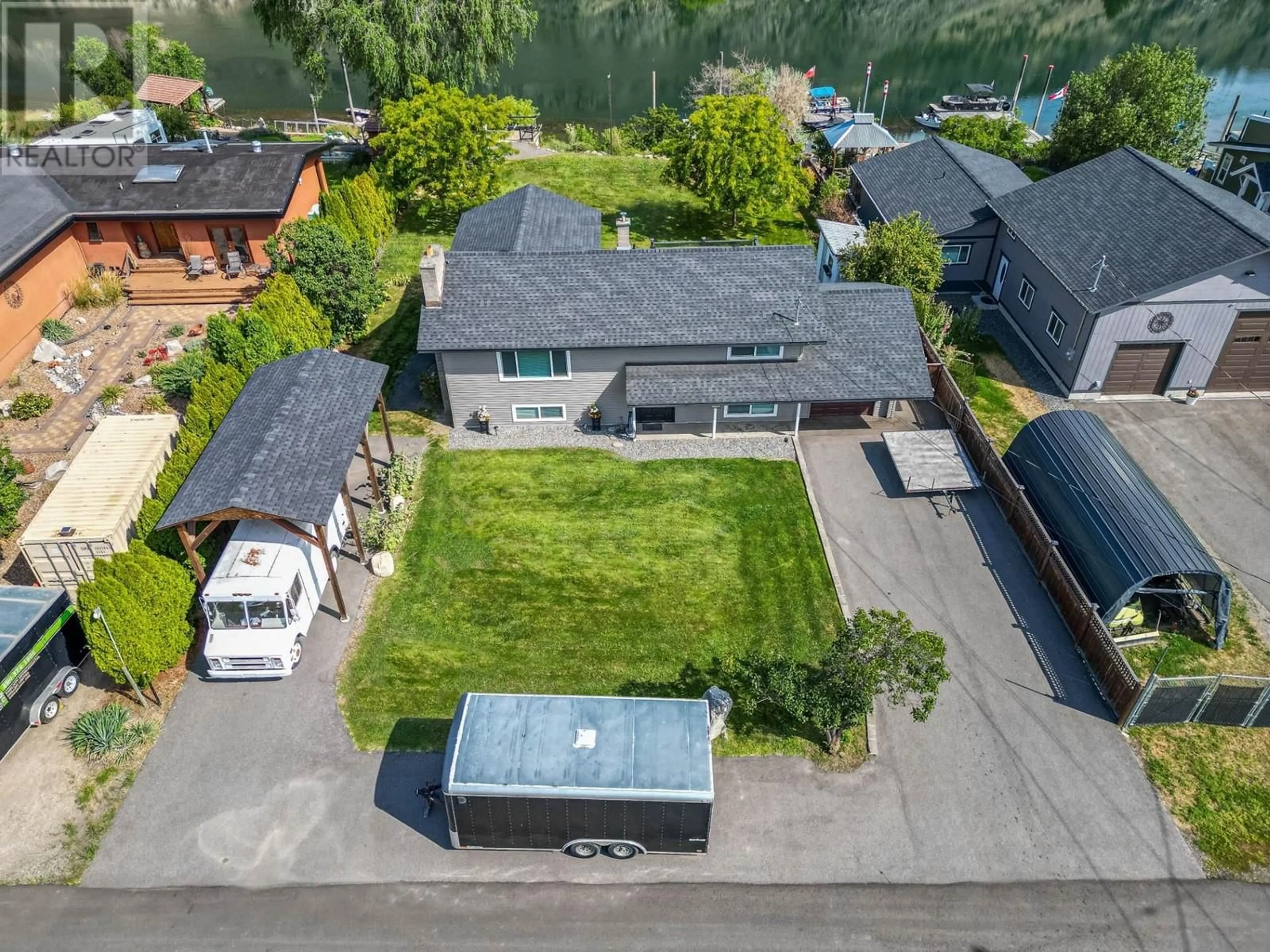 A pic from outside/outdoor area/front of a property/back of a property/a pic from drone, street for 1747 OLD FERRY ROAD, Kamloops British Columbia V0E2M0