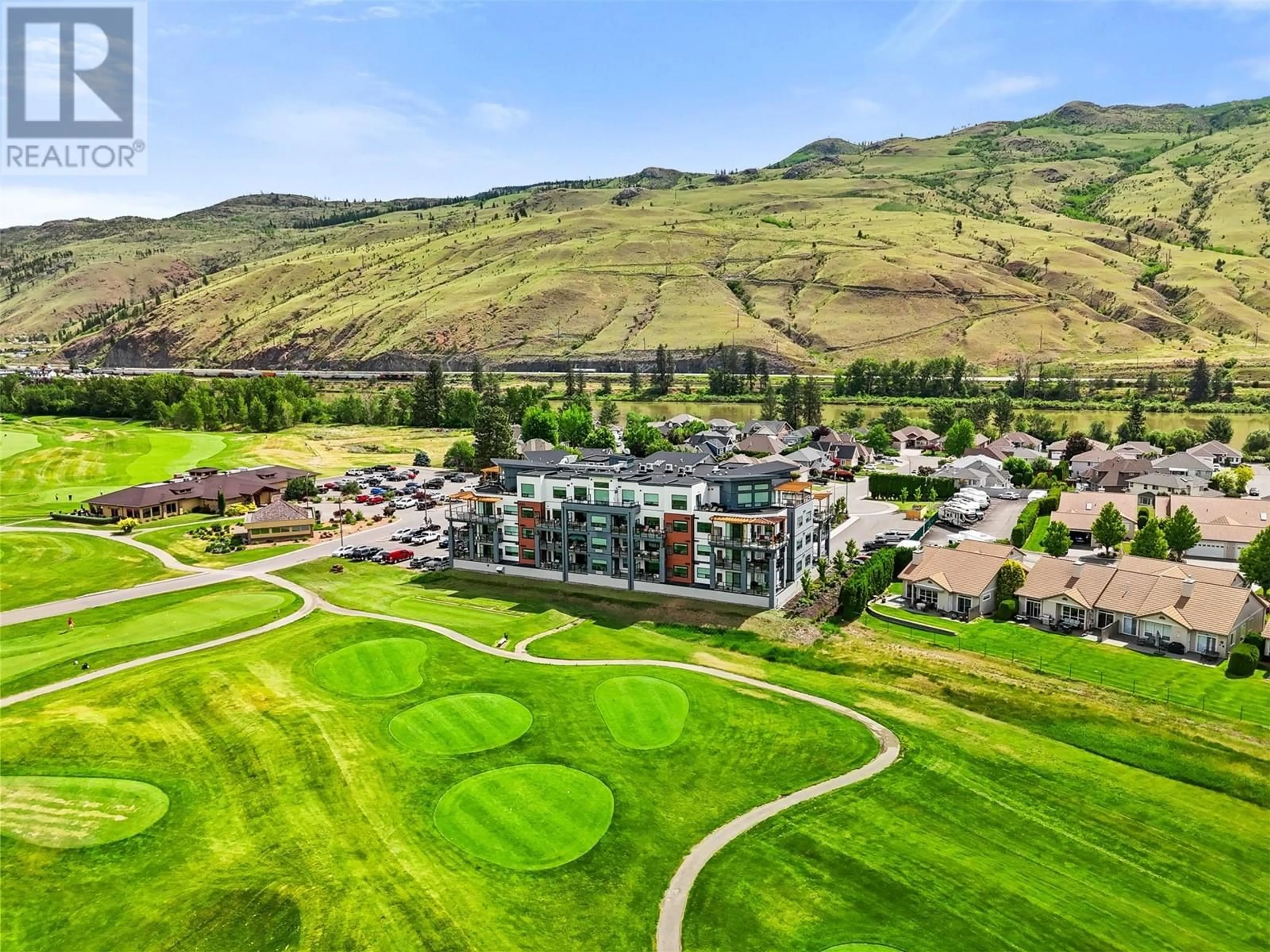 A pic from outside/outdoor area/front of a property/back of a property/a pic from drone, mountain view for 303 - 651 DUNES DRIVE, Kamloops British Columbia V2B8M8
