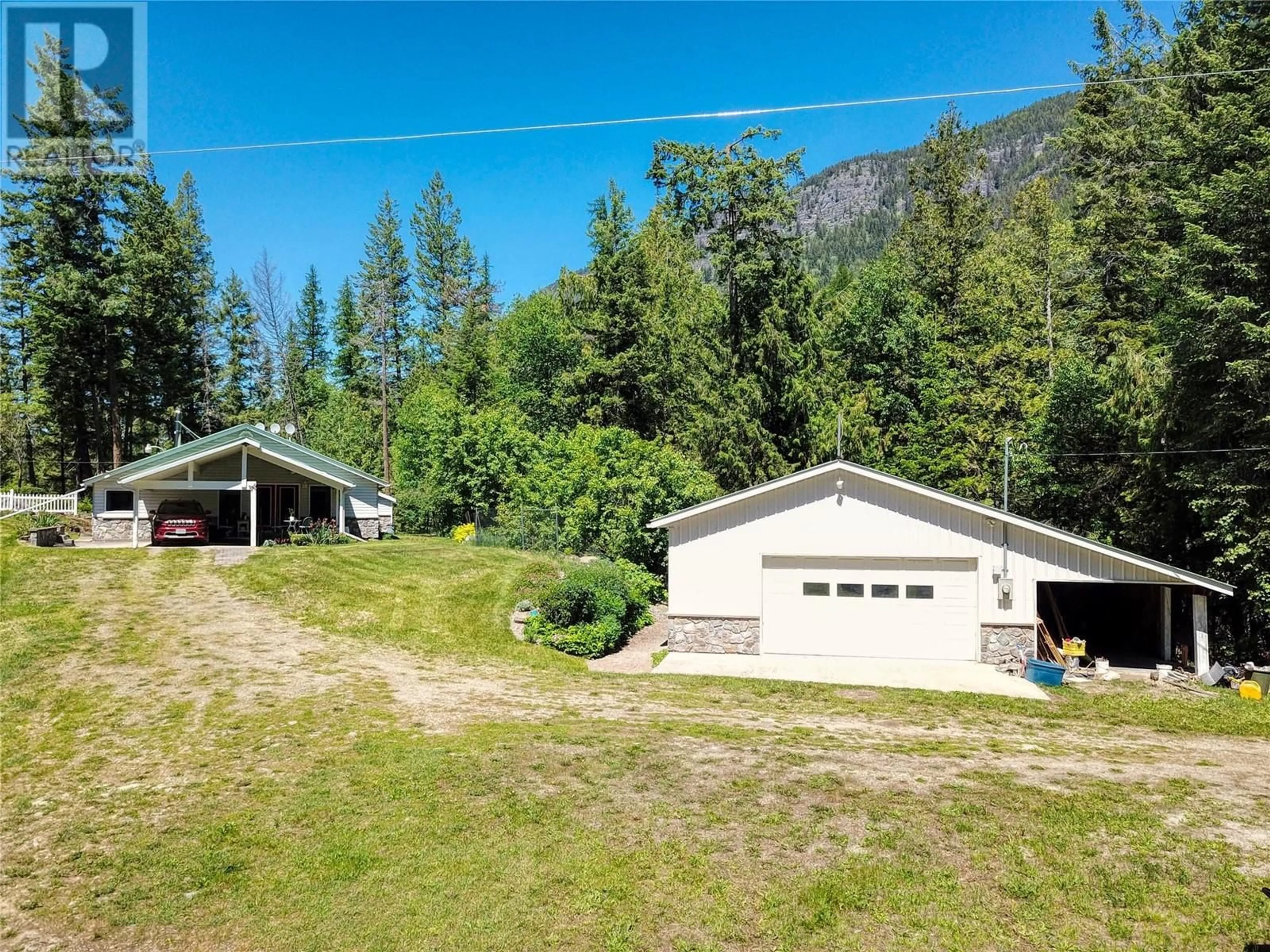 A pic from outside/outdoor area/front of a property/back of a property/a pic from drone, mountain view for 3320 JACKSON ROAD, Canyon British Columbia V0B1C1