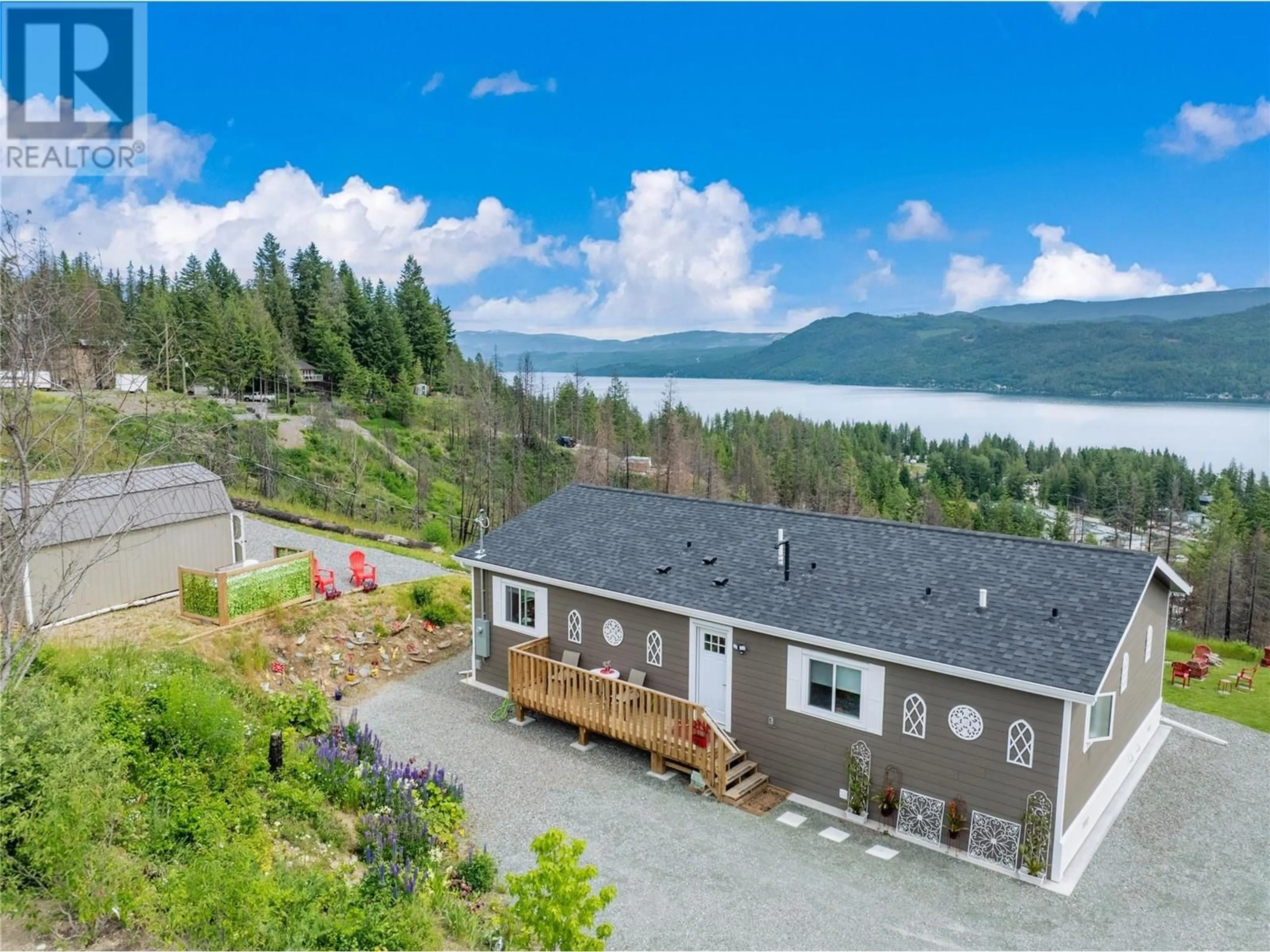 A pic from outside/outdoor area/front of a property/back of a property/a pic from drone, water/lake/river/ocean view for 5208 CELISTA PLACE, Celista British Columbia V0E1M6