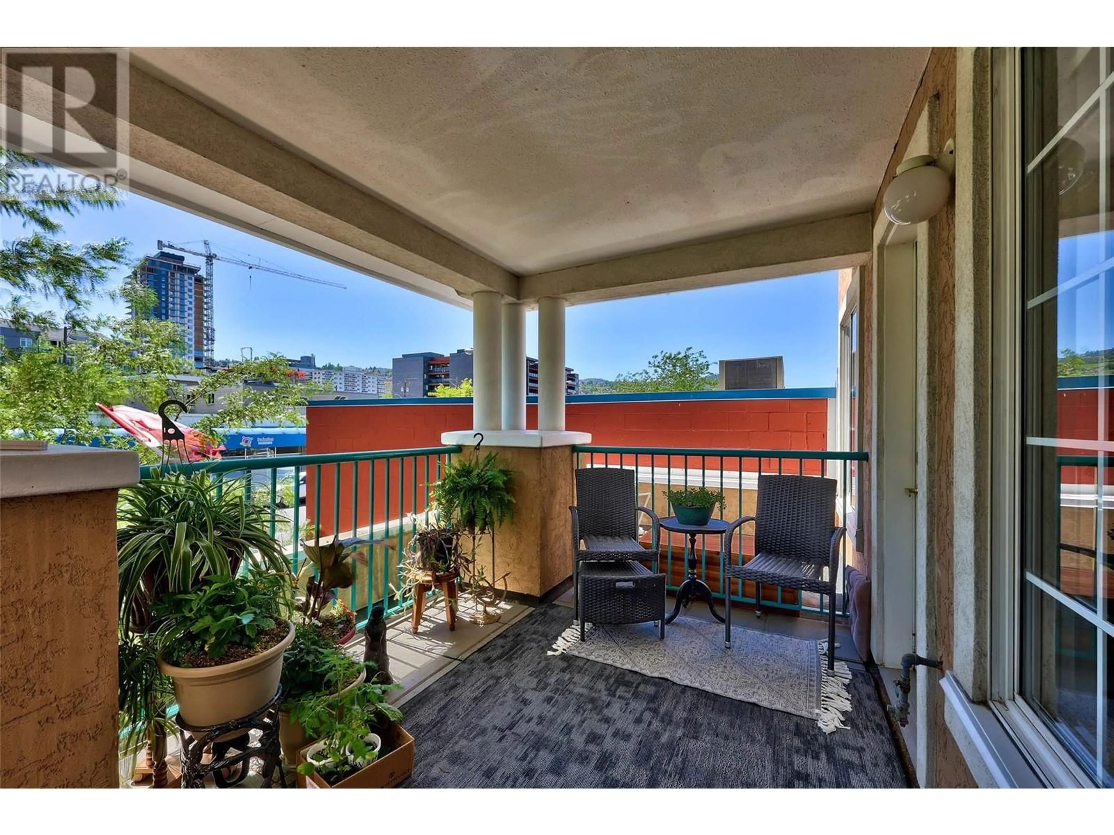 Patio, city buildings view from balcony for 202 - 554 SEYMOUR STREET, Kamloops British Columbia V2C2G9