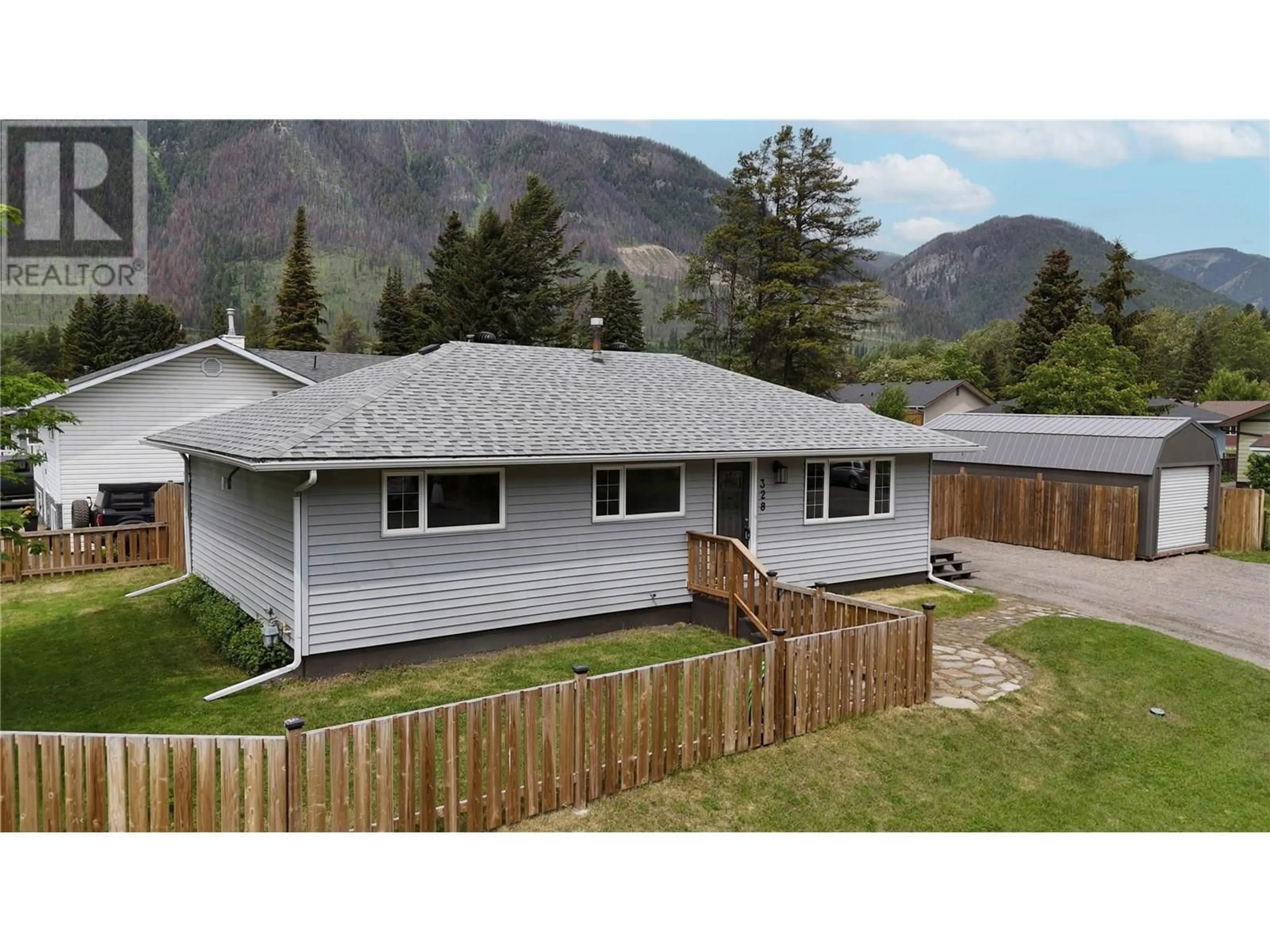 A pic from outside/outdoor area/front of a property/back of a property/a pic from drone, mountain view for 328 PACIFIC YEW CRESCENT, Sparwood British Columbia V0B2G0