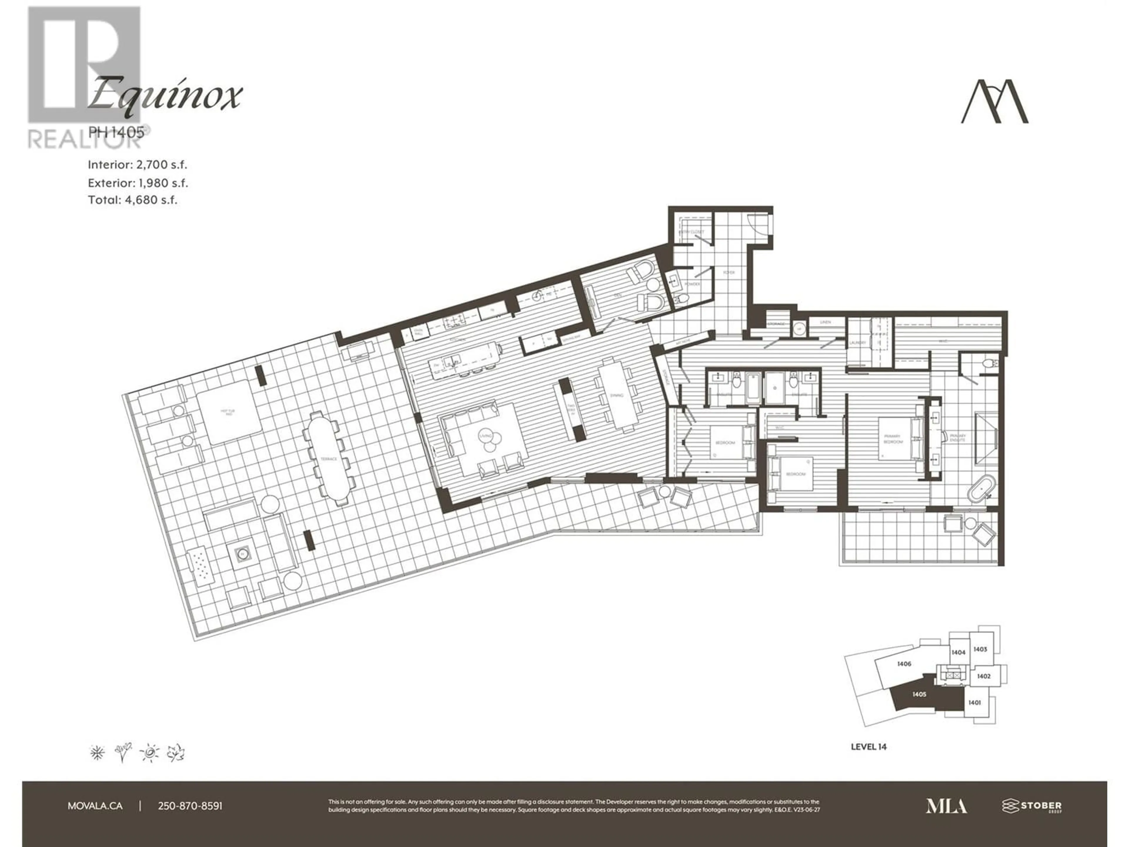 Floor plan for 1405 - 3300 LAKESHORE ROAD, Kelowna British Columbia V1W3S9
