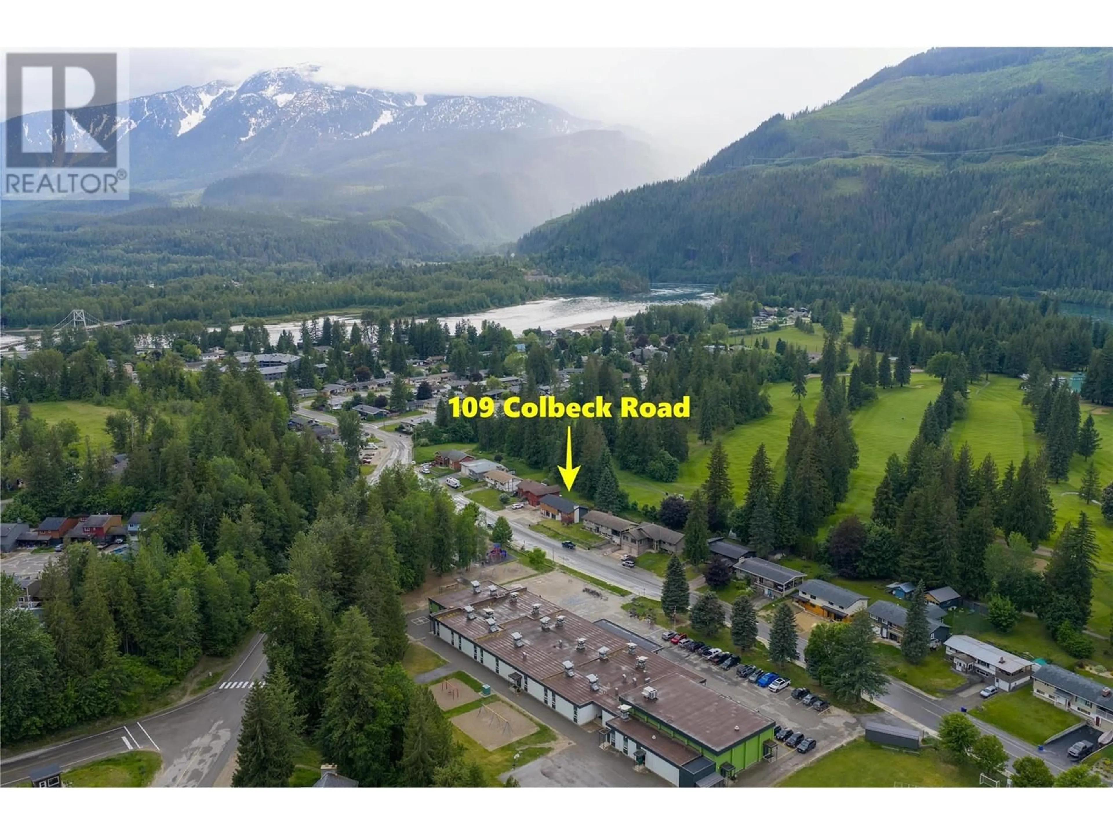 A pic from outside/outdoor area/front of a property/back of a property/a pic from drone, mountain view for 109 COLBECK ROAD, Revelstoke British Columbia V0E2S0