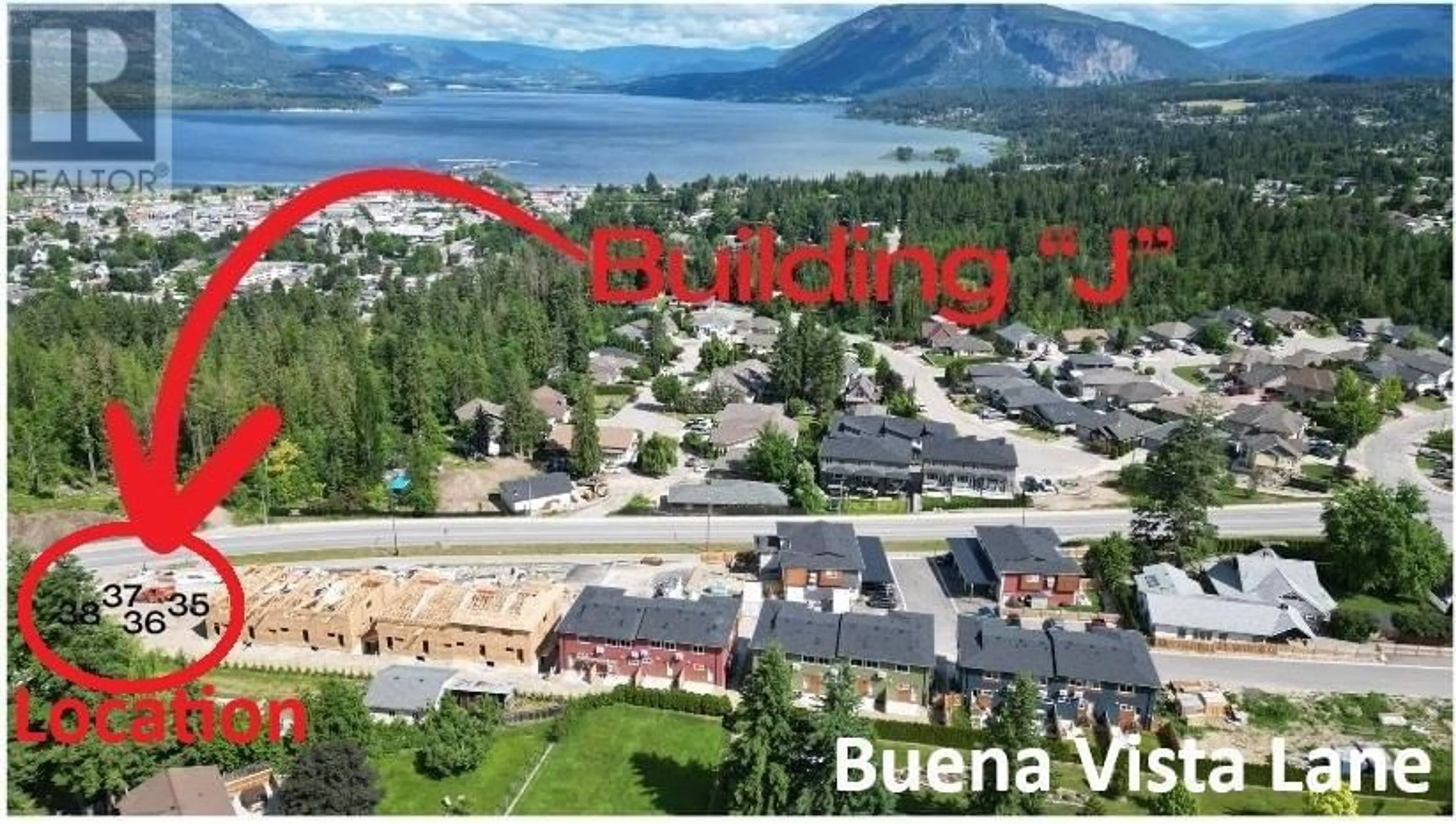 A pic from outside/outdoor area/front of a property/back of a property/a pic from drone, mountain view for 38 - 981 12 STREET SOUTHEAST, Salmon Arm British Columbia V1E2C8