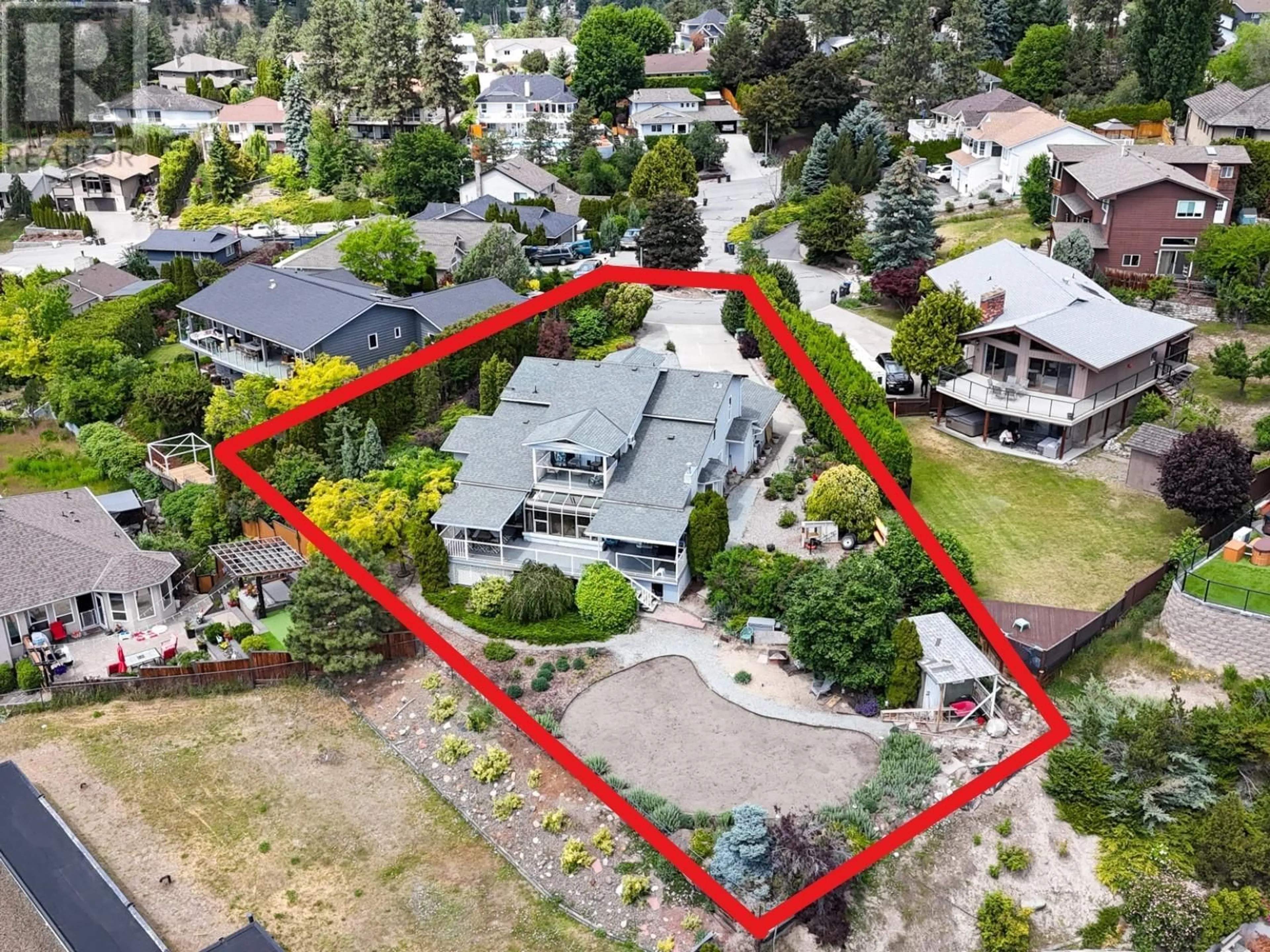 A pic from outside/outdoor area/front of a property/back of a property/a pic from drone, street for 3219 SAGEBRUSH COURT, West Kelowna British Columbia V4T2G6