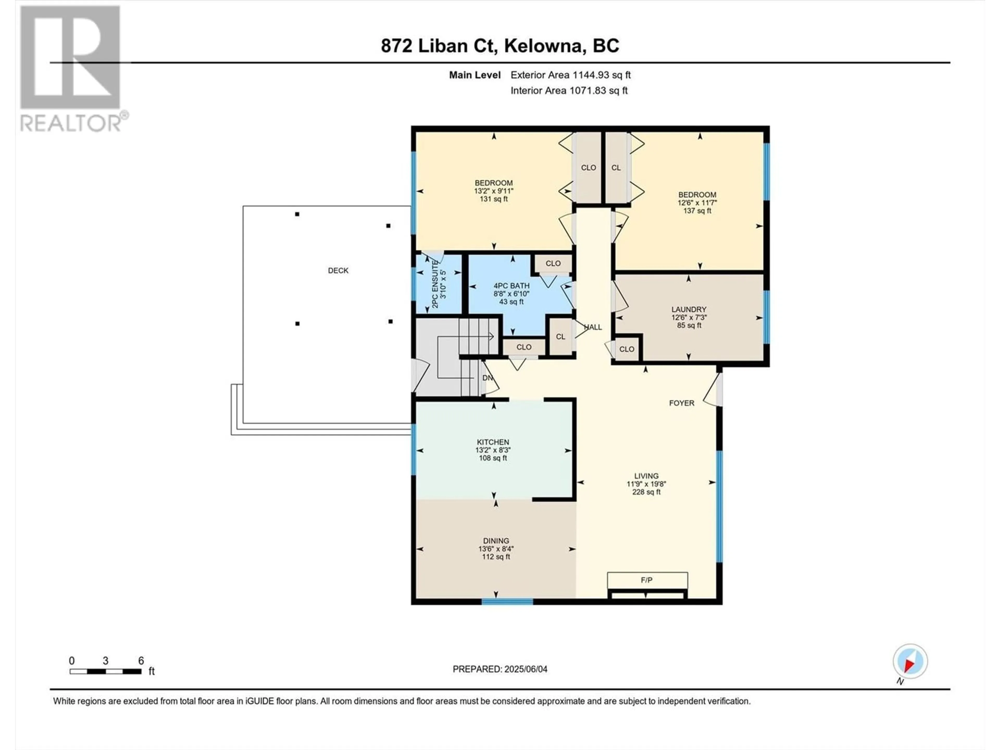 Floor plan for 872 LIBAN COURT, Kelowna British Columbia V1Y8B5