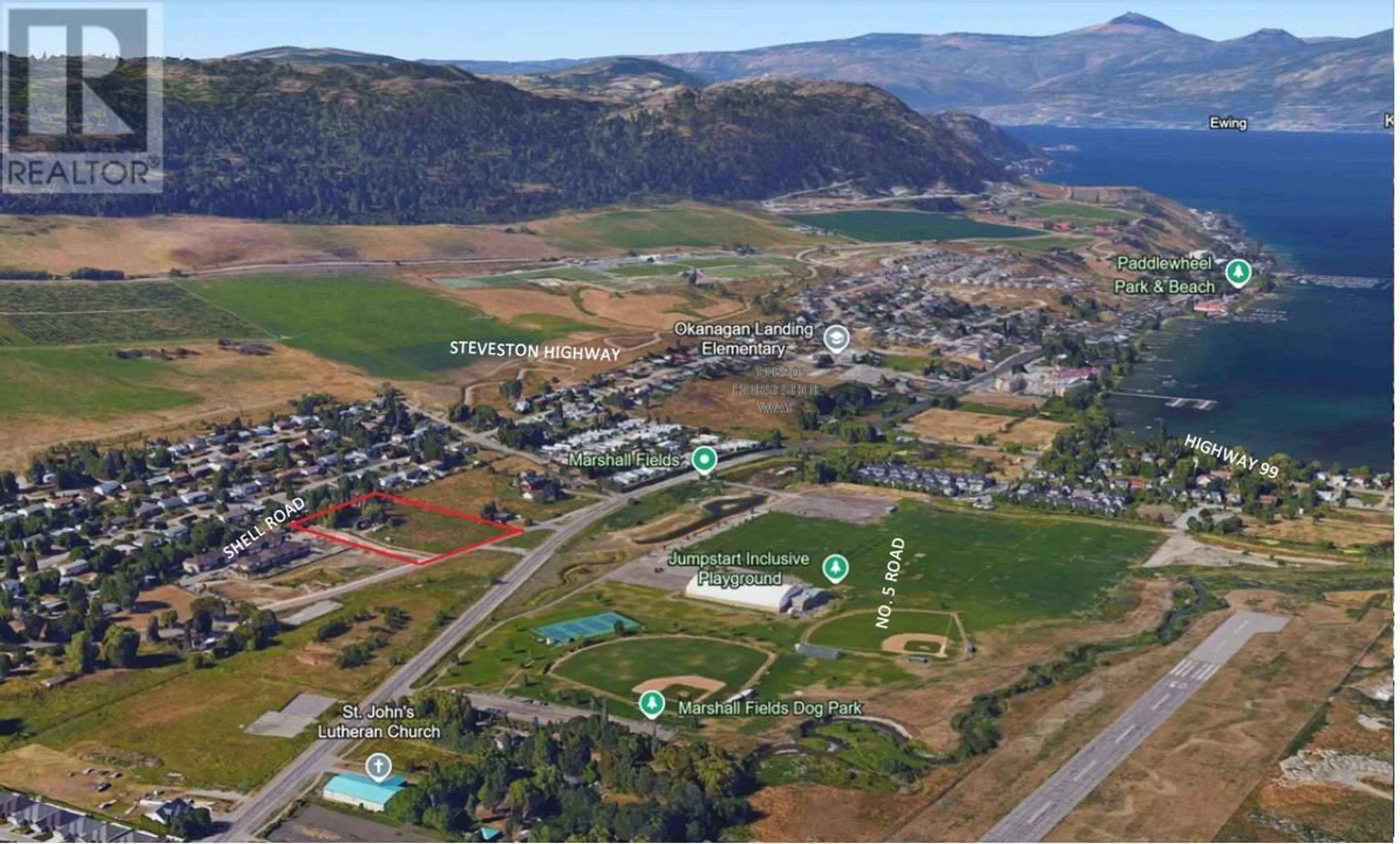 A pic from outside/outdoor area/front of a property/back of a property/a pic from drone, mountain view for 6650 OKANAGAN AVENUE, Vernon British Columbia V1H1M2