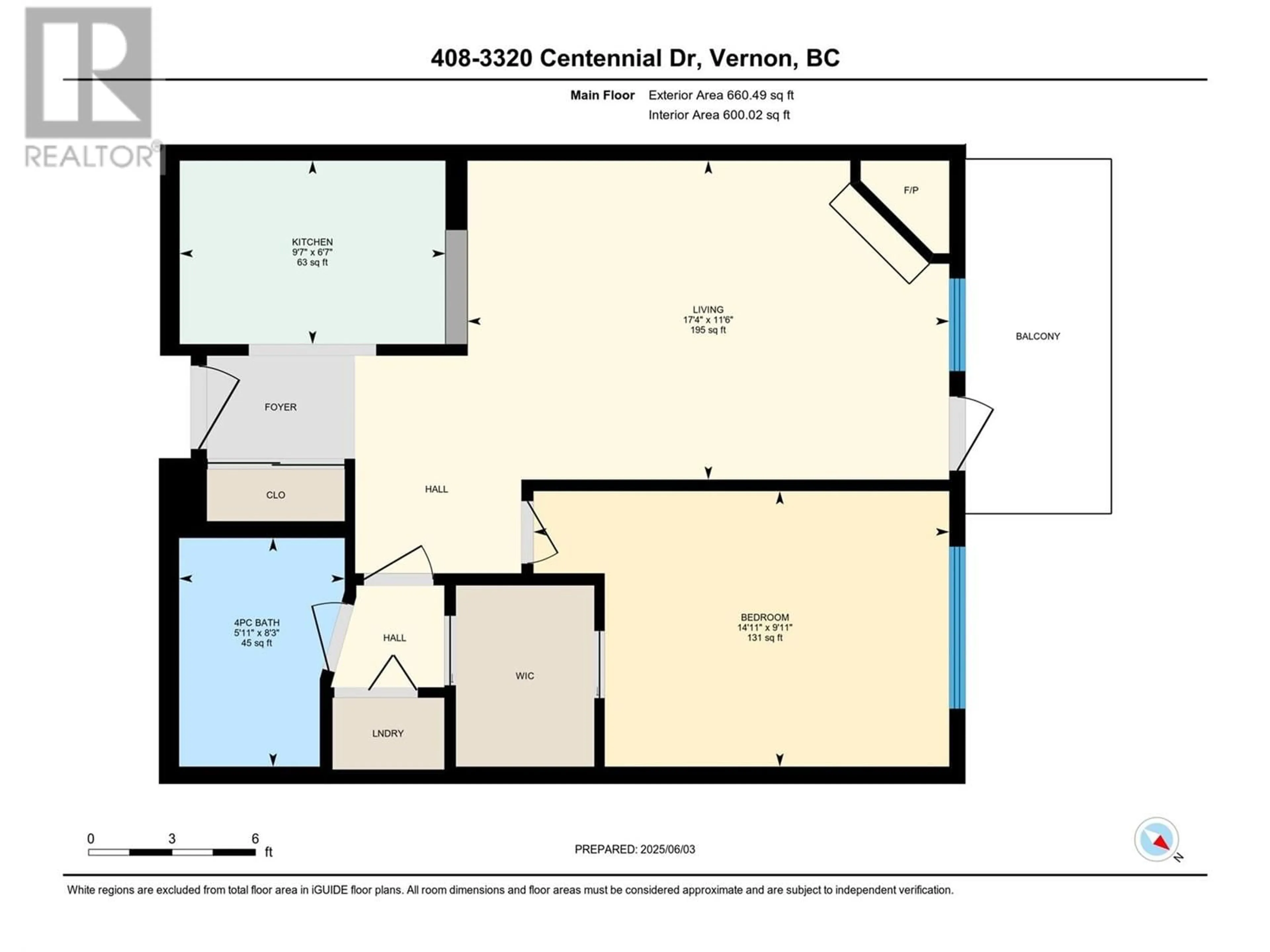 Floor plan for 408 - 3320 CENTENNIAL DRIVE, Vernon British Columbia V1T9M4
