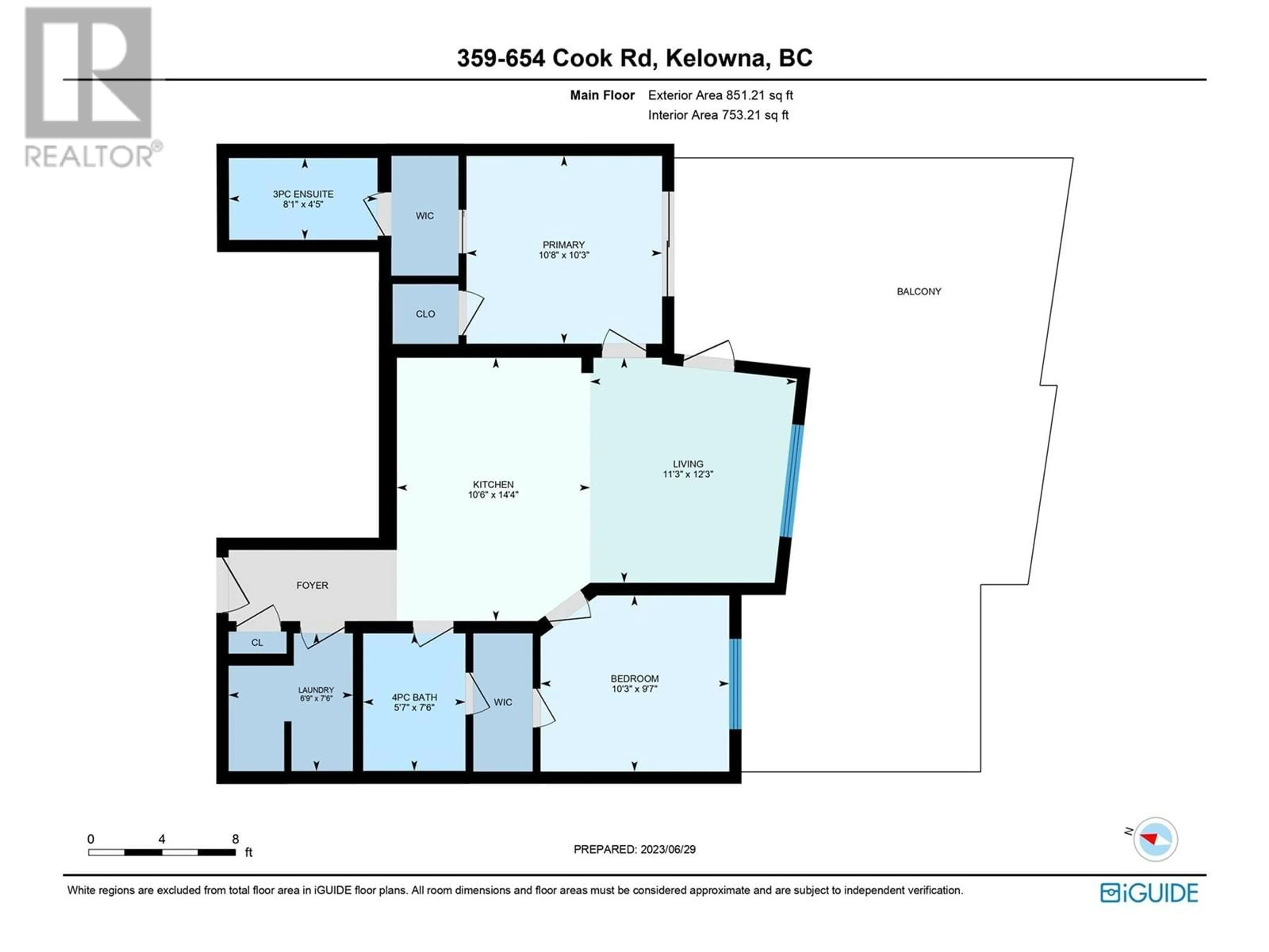 Floor plan for 359 - 654 COOK ROAD, Kelowna British Columbia V1W3G7