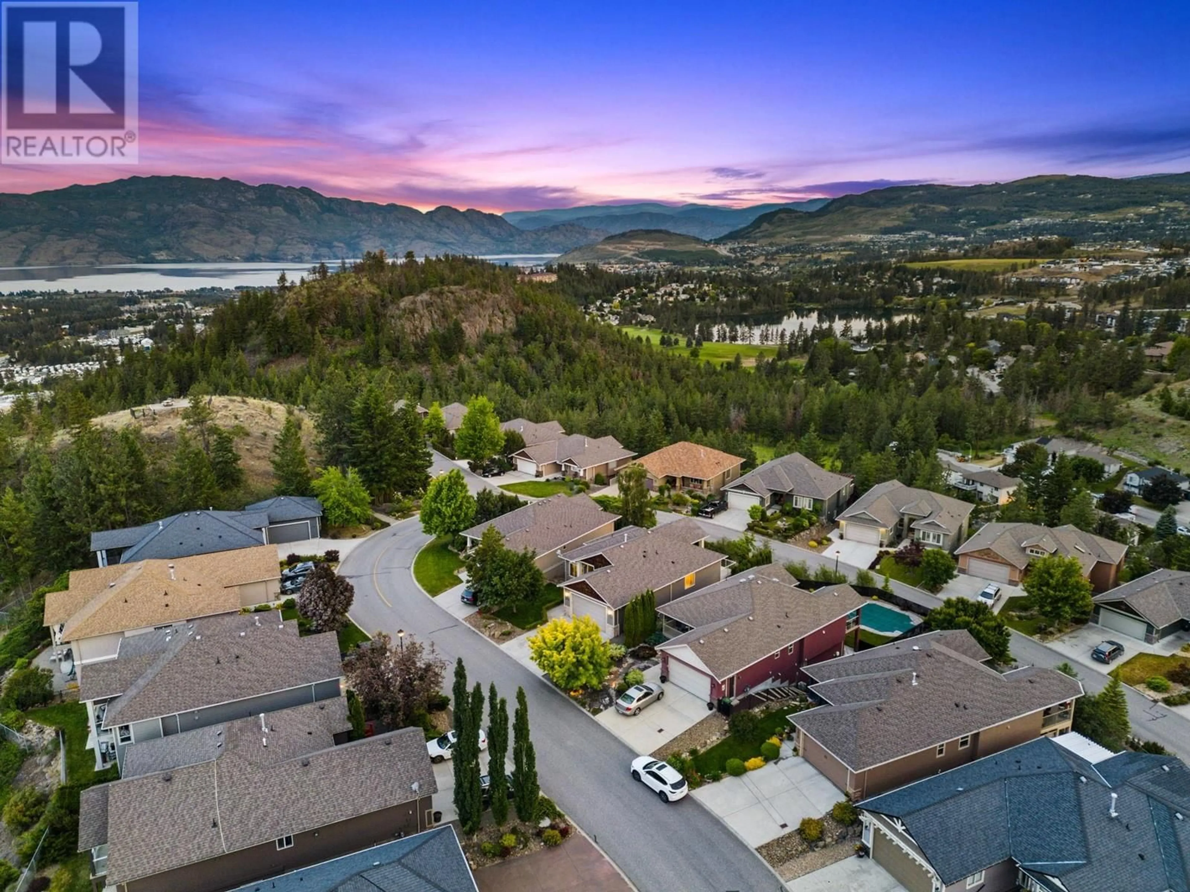 A pic from outside/outdoor area/front of a property/back of a property/a pic from drone, mountain view for 2038 CORNERSTONE DRIVE, West Kelowna British Columbia V4T2Y3