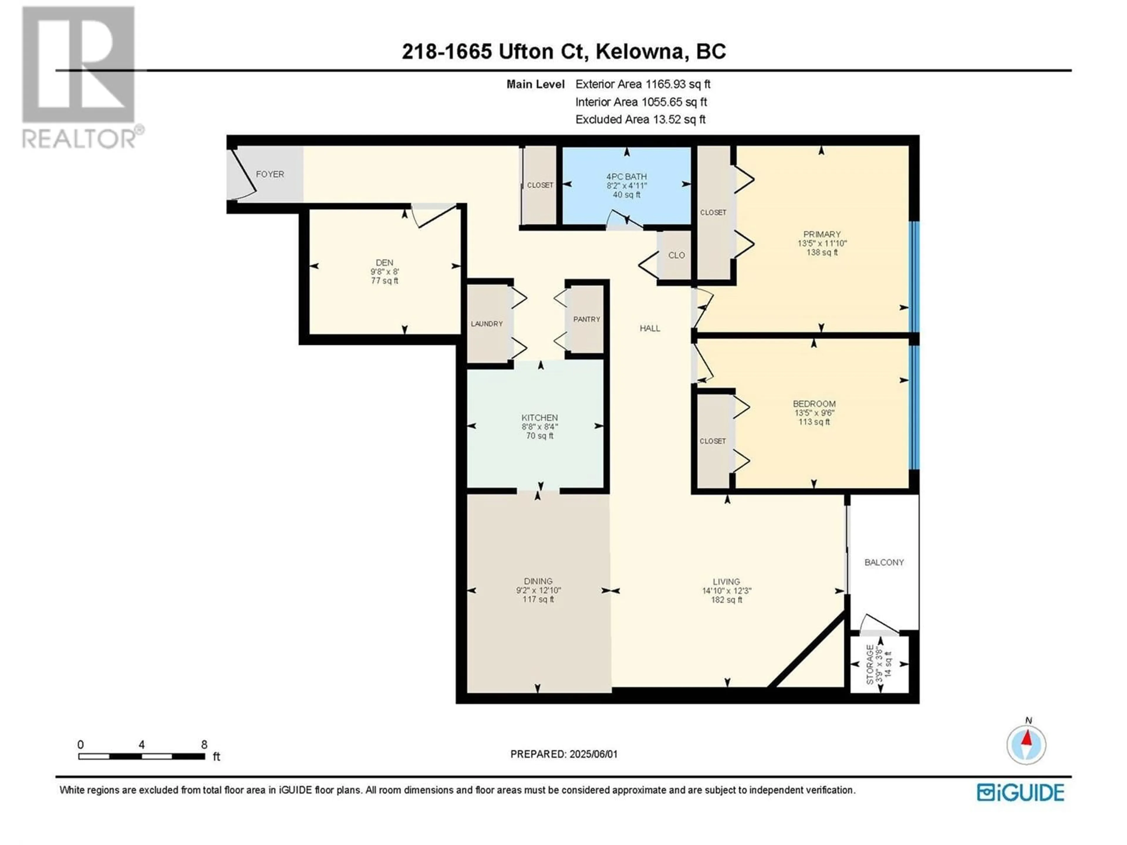 Floor plan for 218 - 1665 UFTON COURT, Kelowna British Columbia V1Y8G7