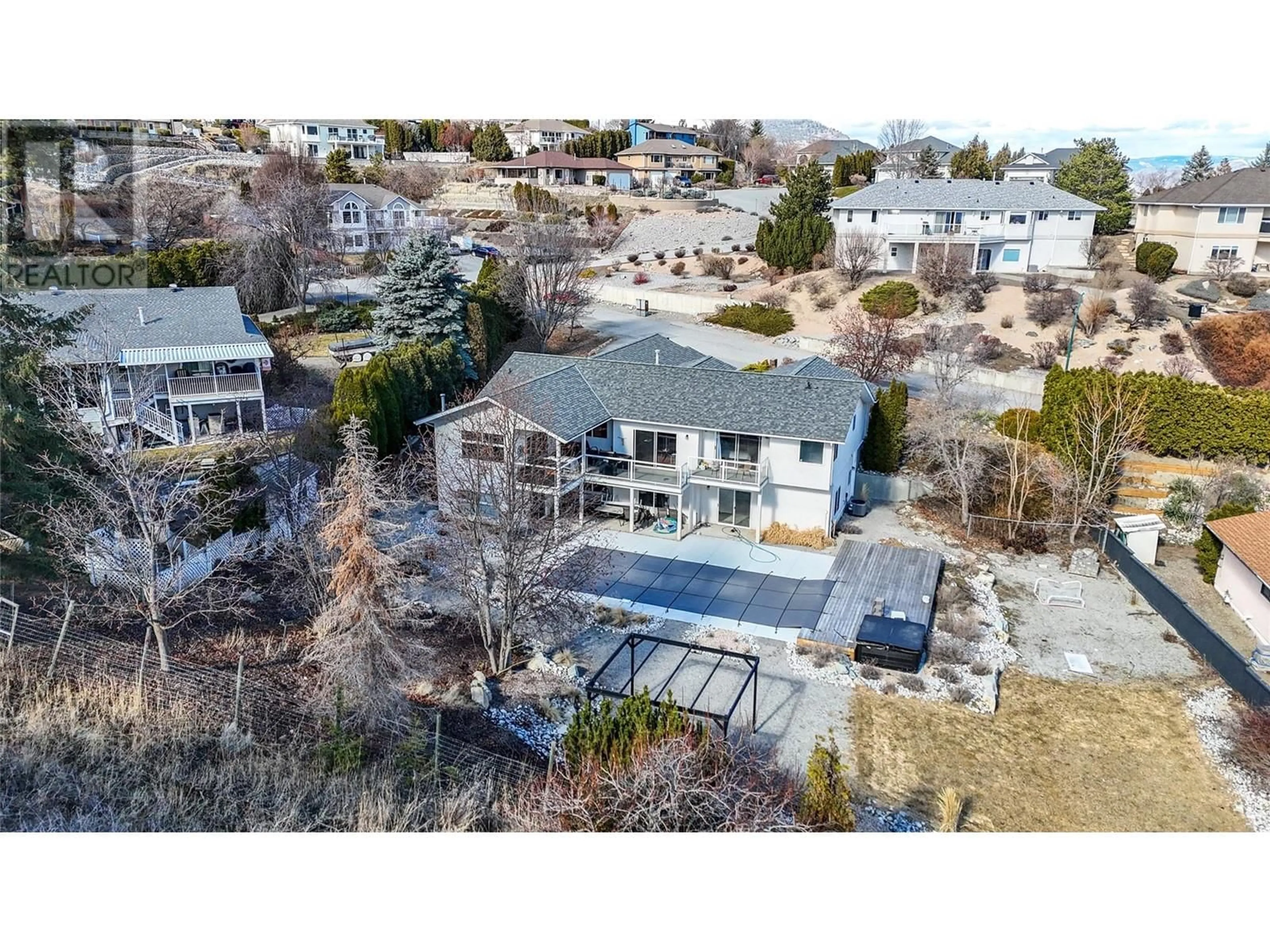 A pic from outside/outdoor area/front of a property/back of a property/a pic from drone, street for 5728 CLARK STREET, Summerland British Columbia V0H1Z4