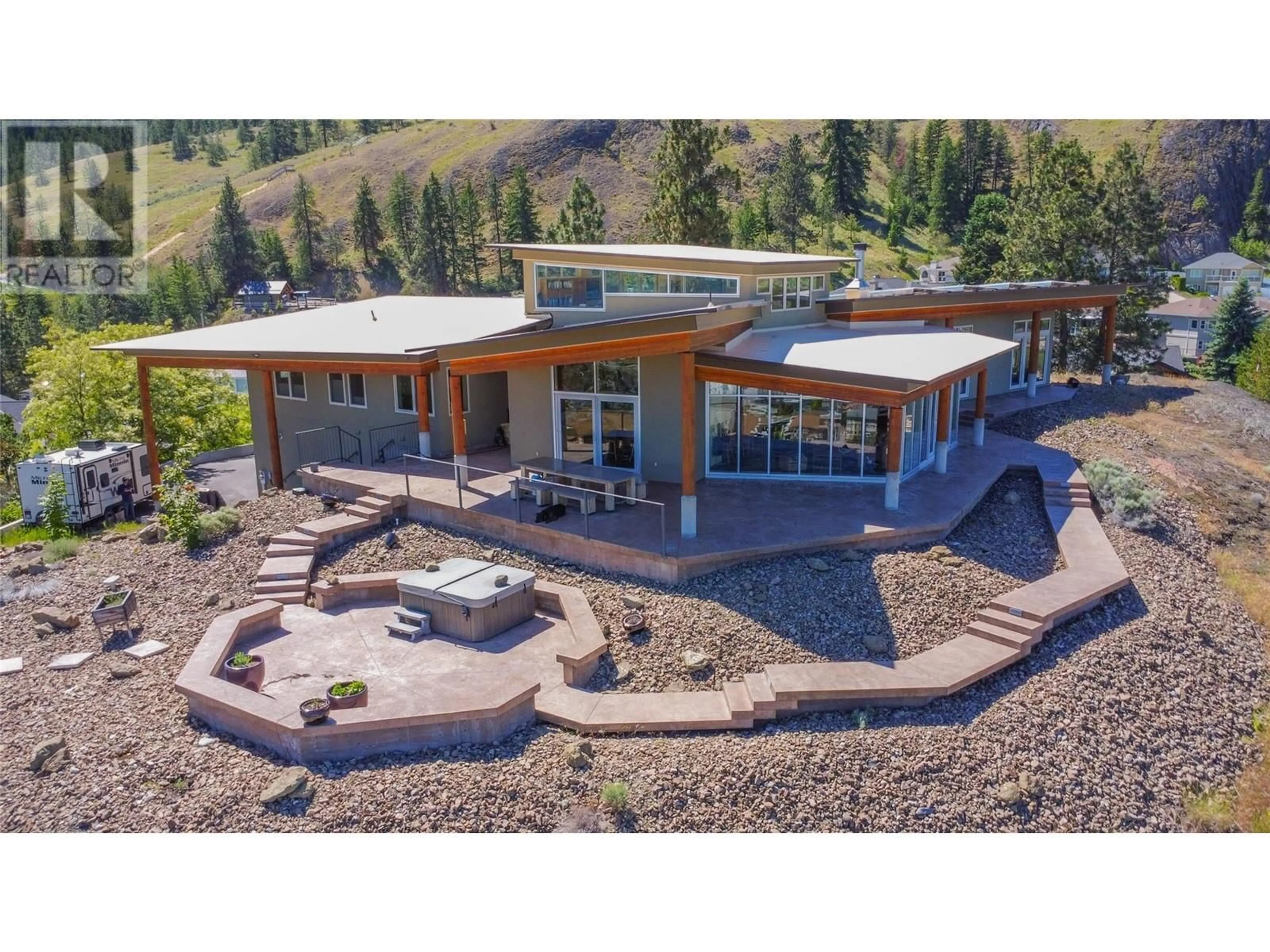 A pic from outside/outdoor area/front of a property/back of a property/a pic from drone, mountain view for 12015 TRAYLER PLACE, Summerland British Columbia V0H1Z7