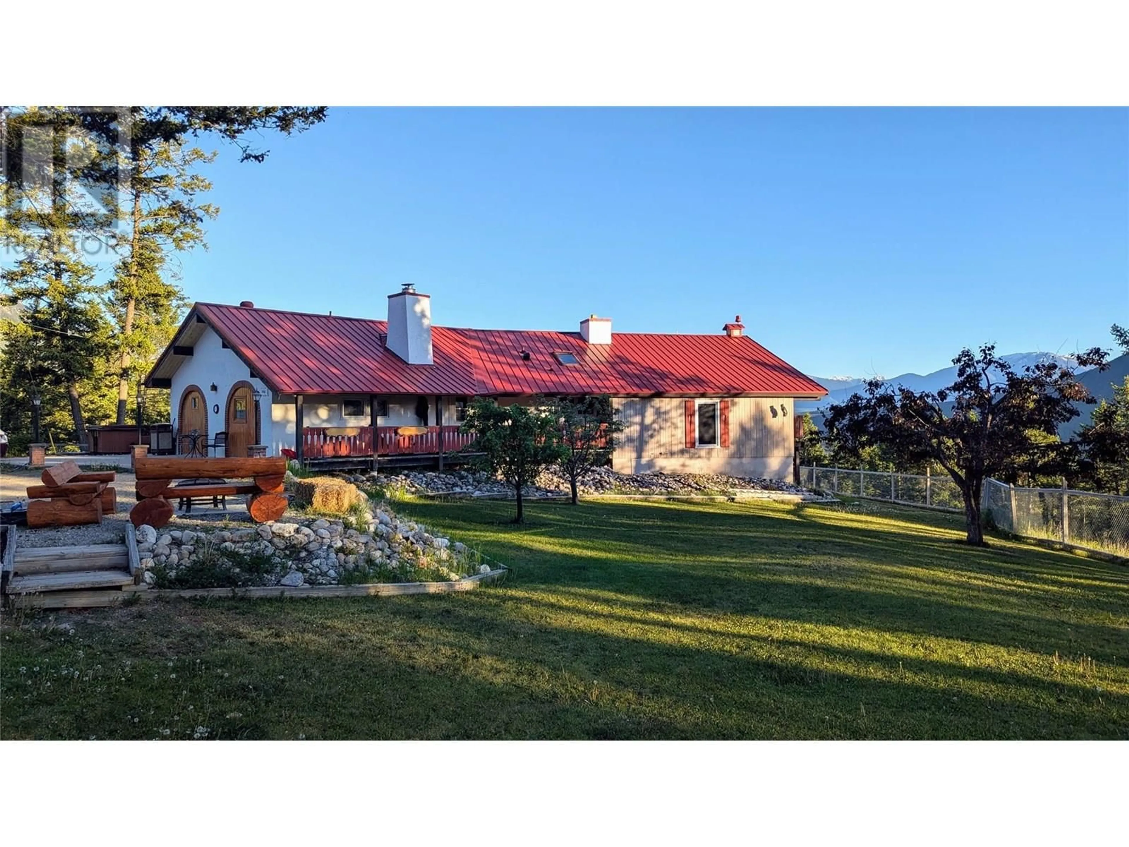 A pic from outside/outdoor area/front of a property/back of a property/a pic from drone, mountain view for 5761 LAUTRUP ROAD, Edgewater British Columbia V0A1E0