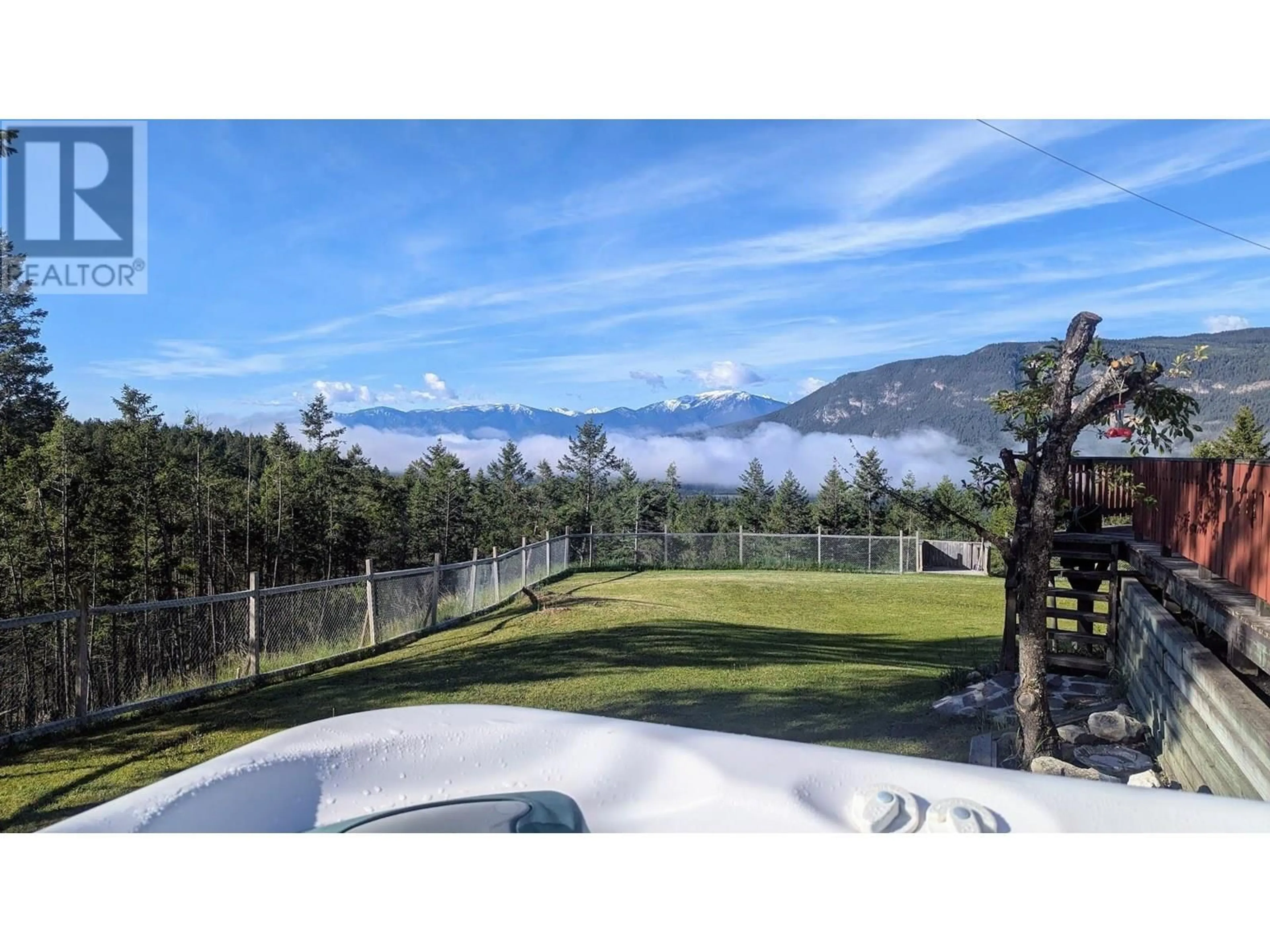 A pic from outside/outdoor area/front of a property/back of a property/a pic from drone, mountain view for 5761 LAUTRUP ROAD, Edgewater British Columbia V0A1E0