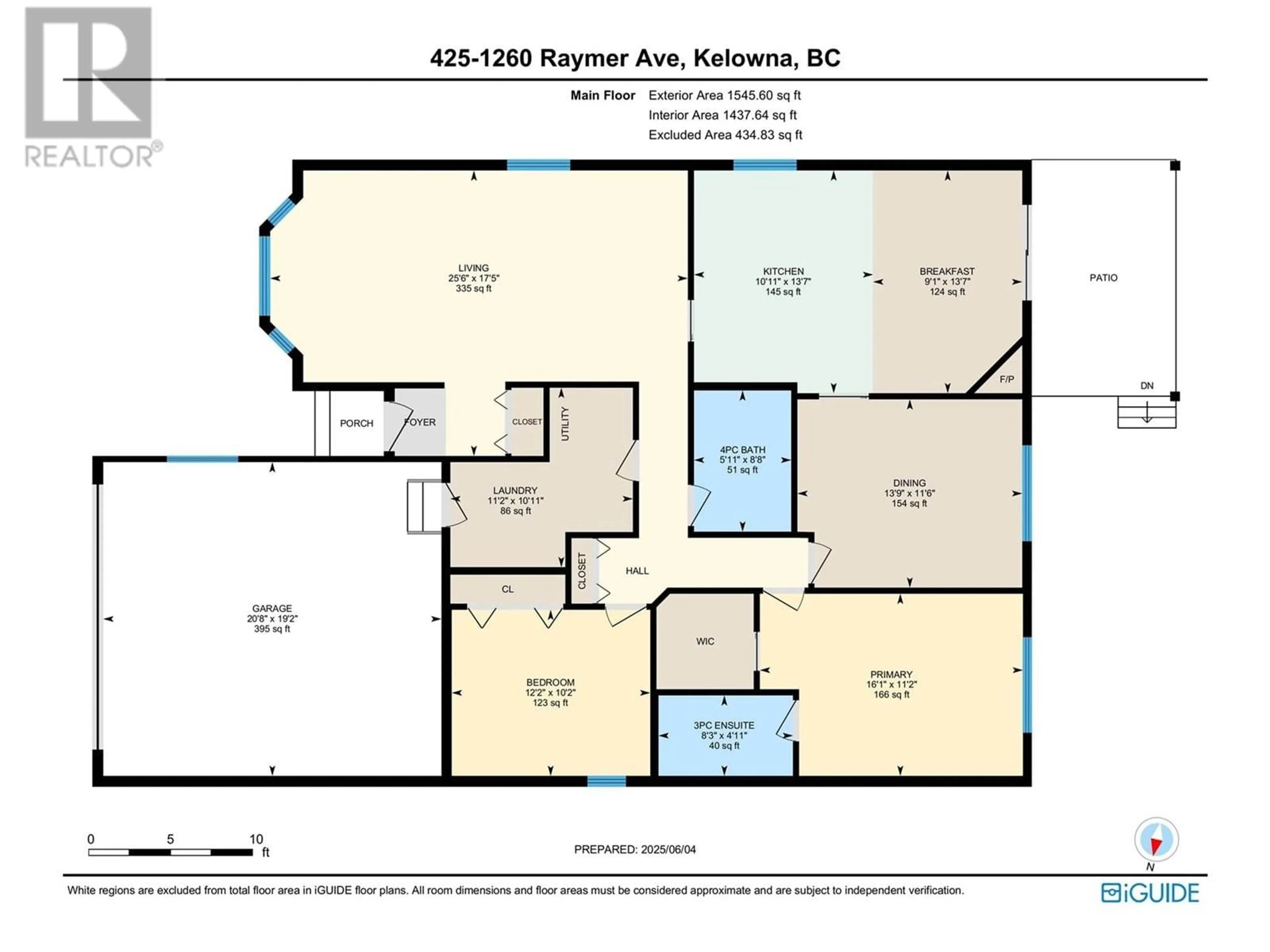 Floor plan for 425 - 1260 RAYMER AVENUE, Kelowna British Columbia V1W3S5